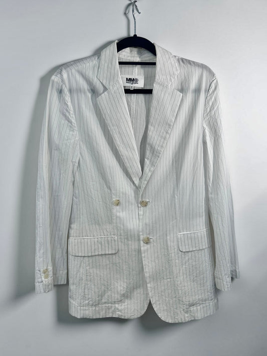 MM6 Maison Margiela White Pinstripe Cotton Blazer