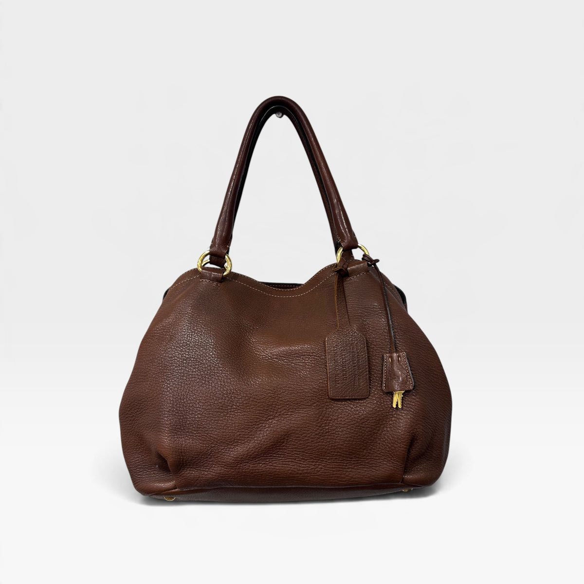 Vintage Prada Brown Leather Shoulder Bag | Early 2000s
‫