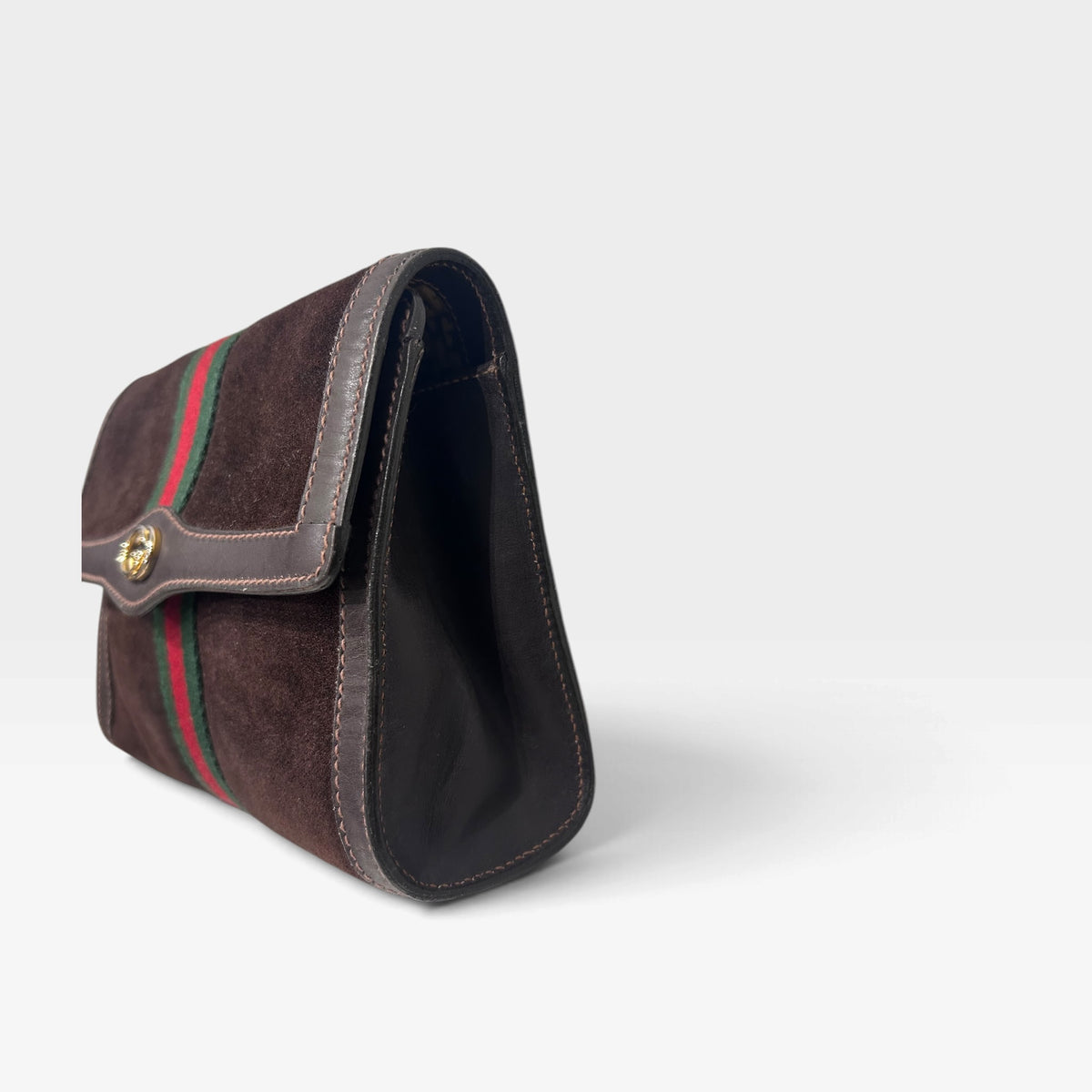 Vintage Gucci Parfums Brown Suede Clutch | Late 1970s