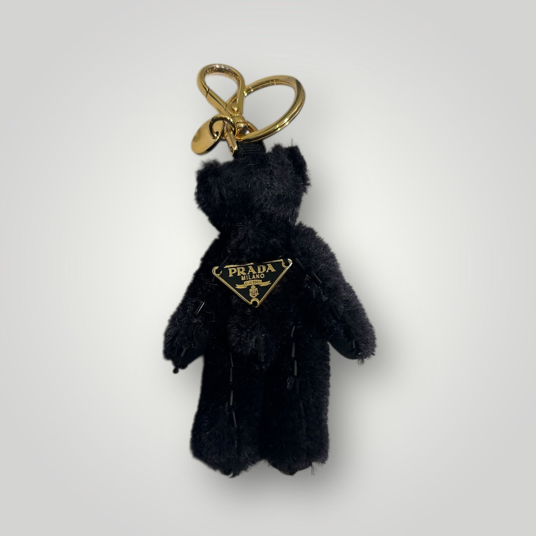 Prada Black Velvet Bear Keychain