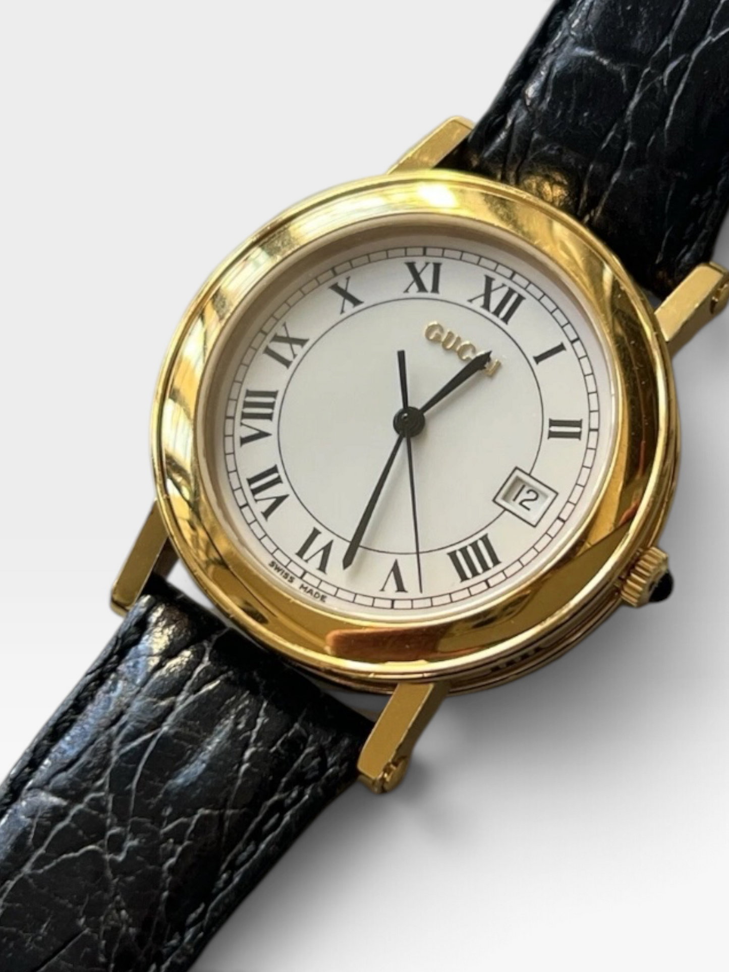 Vintage Gucci Swiss-Made Gold Roman Dial Watch|1990s