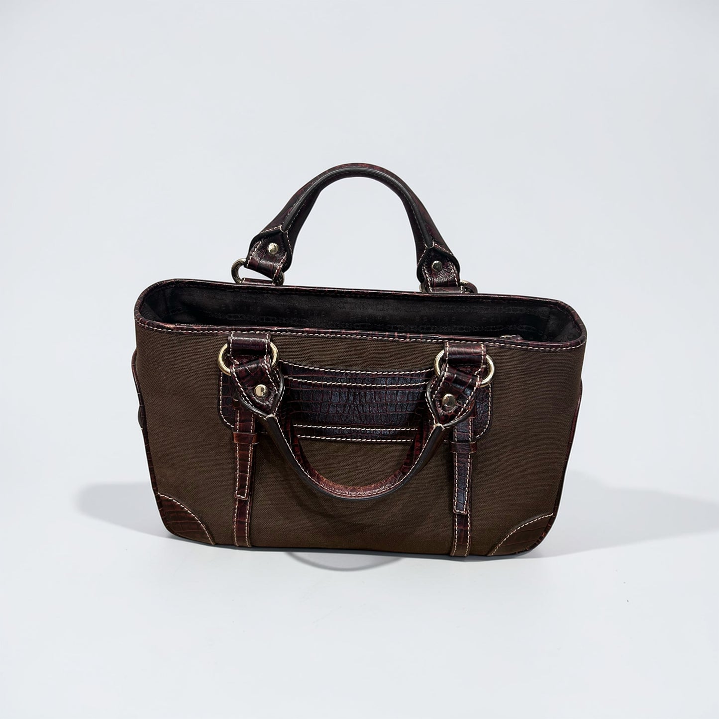 Céline Boogie Canvas & Croc Trim Bag|Early 2000s