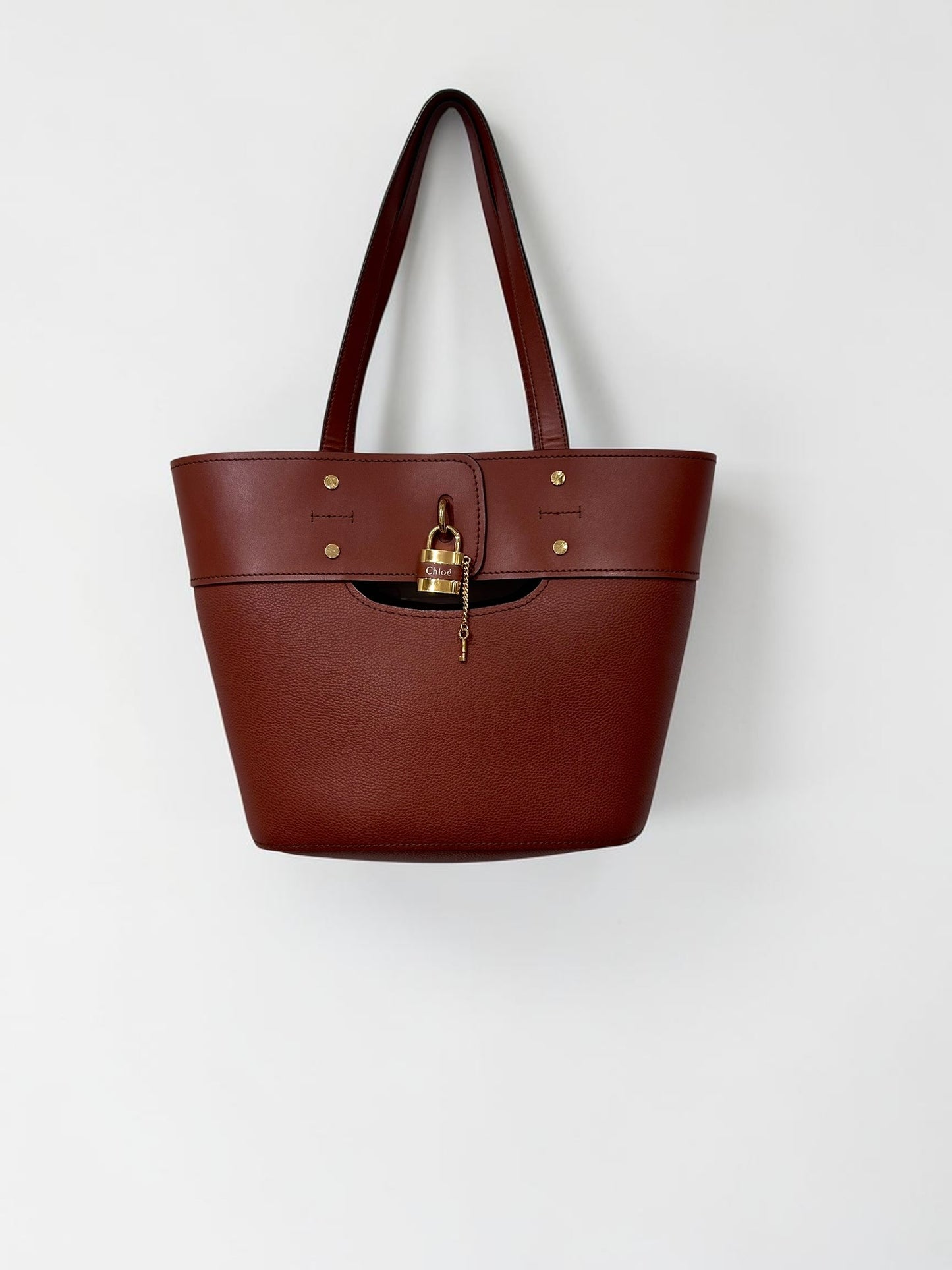 Chloé Brown Leather Tote Bag with Padlock| SS 2020