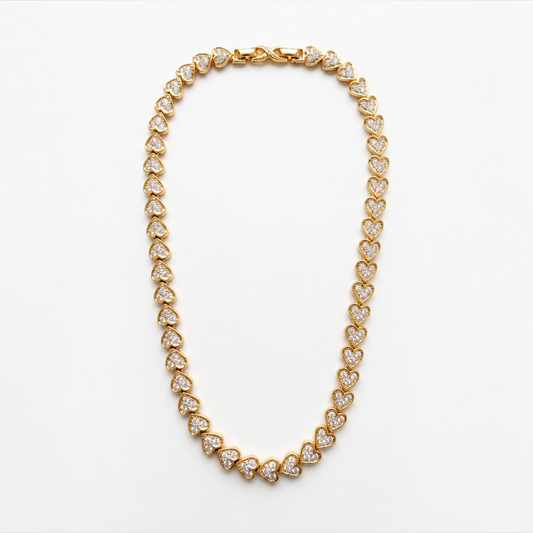 Vintage Nina Ricci Gold-Plated Heart Necklace | 1990s‫