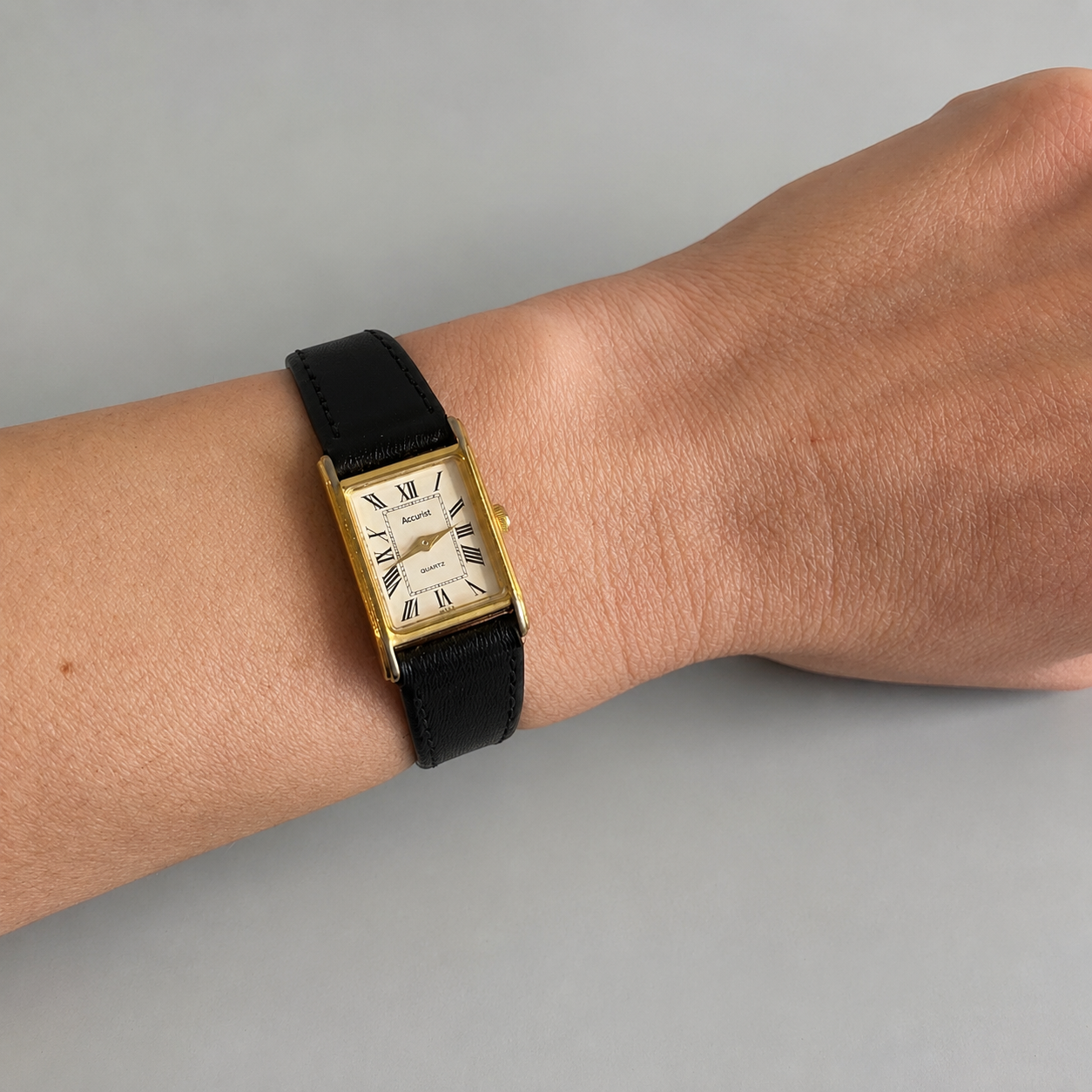 Vintage Accurist Rectangular Gold Tone Quartz Watch|Early 1990s