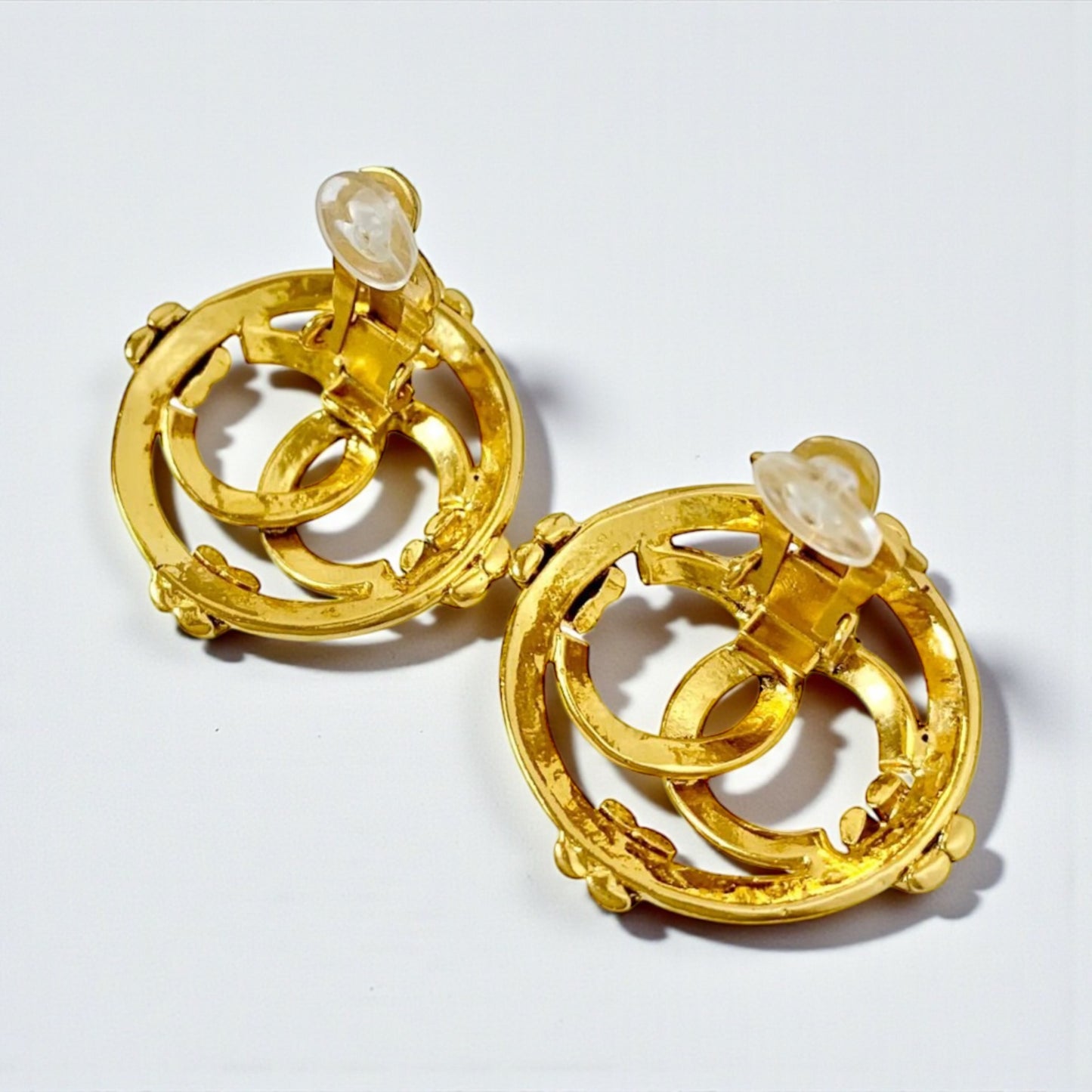 CHANEL Gold-Plated Logo Clip-On Earrings | Spring 1994