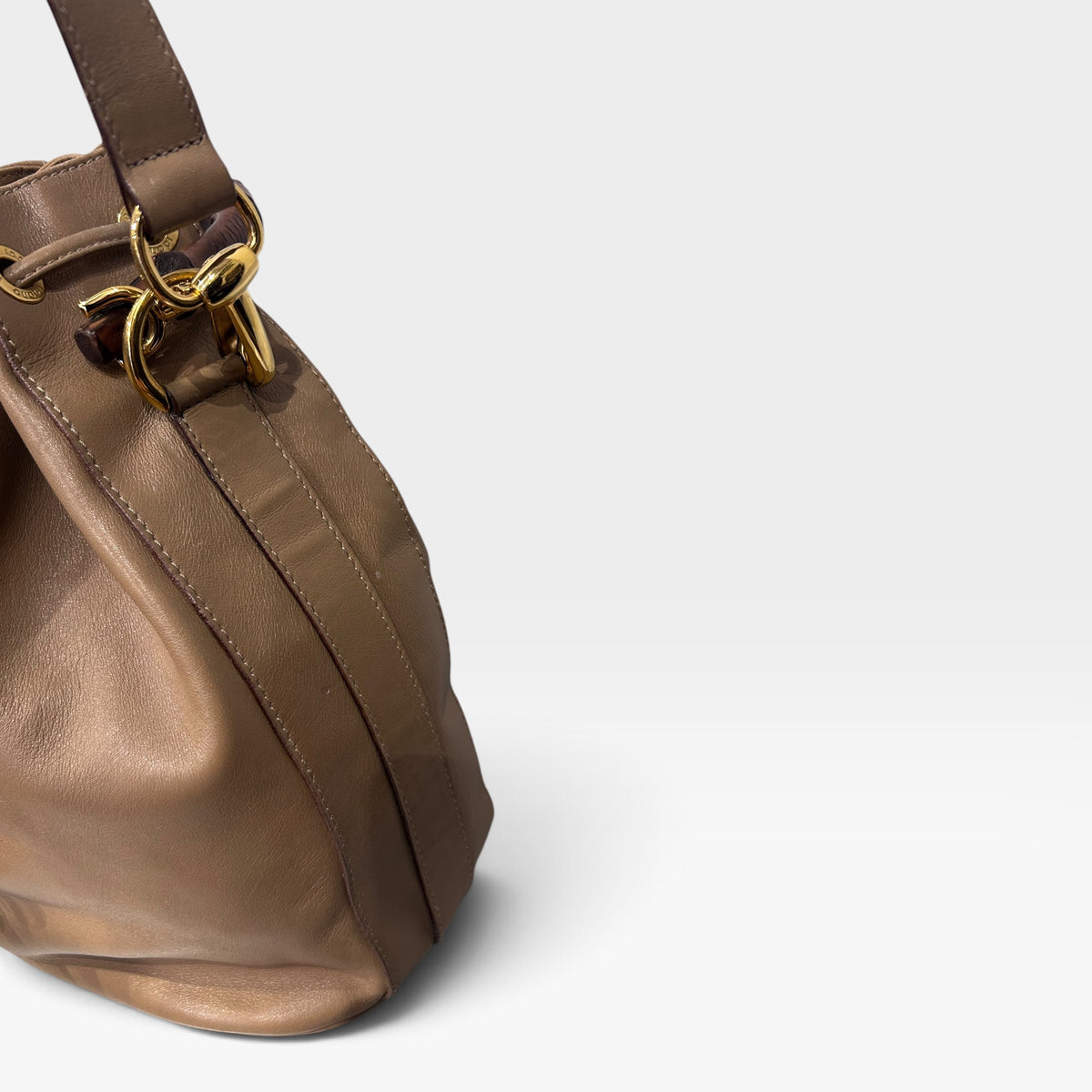 Vintage Gucci Leather Bamboo Handle Bucket Bag | Late 1990s–Early 2000s,Tom Ford Era