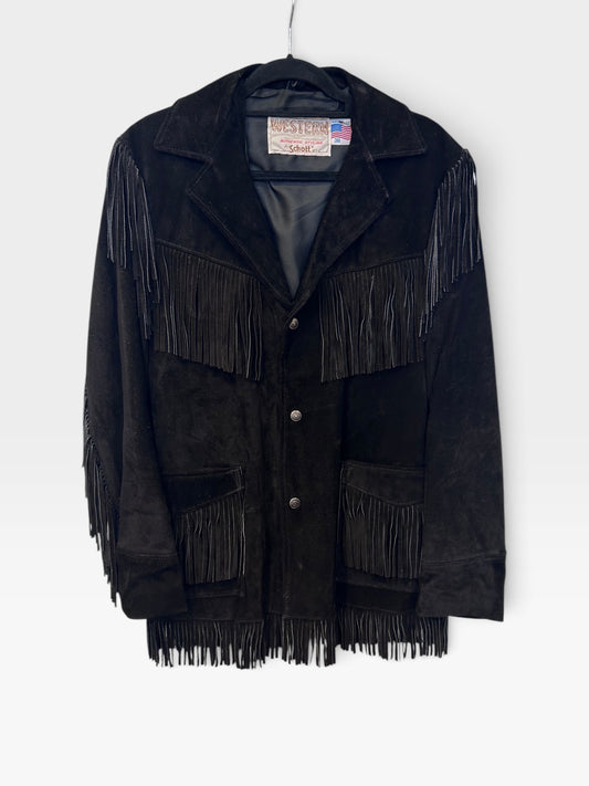 Vintage Schott NYC Western Suede Fringe Jacket| 1980s
