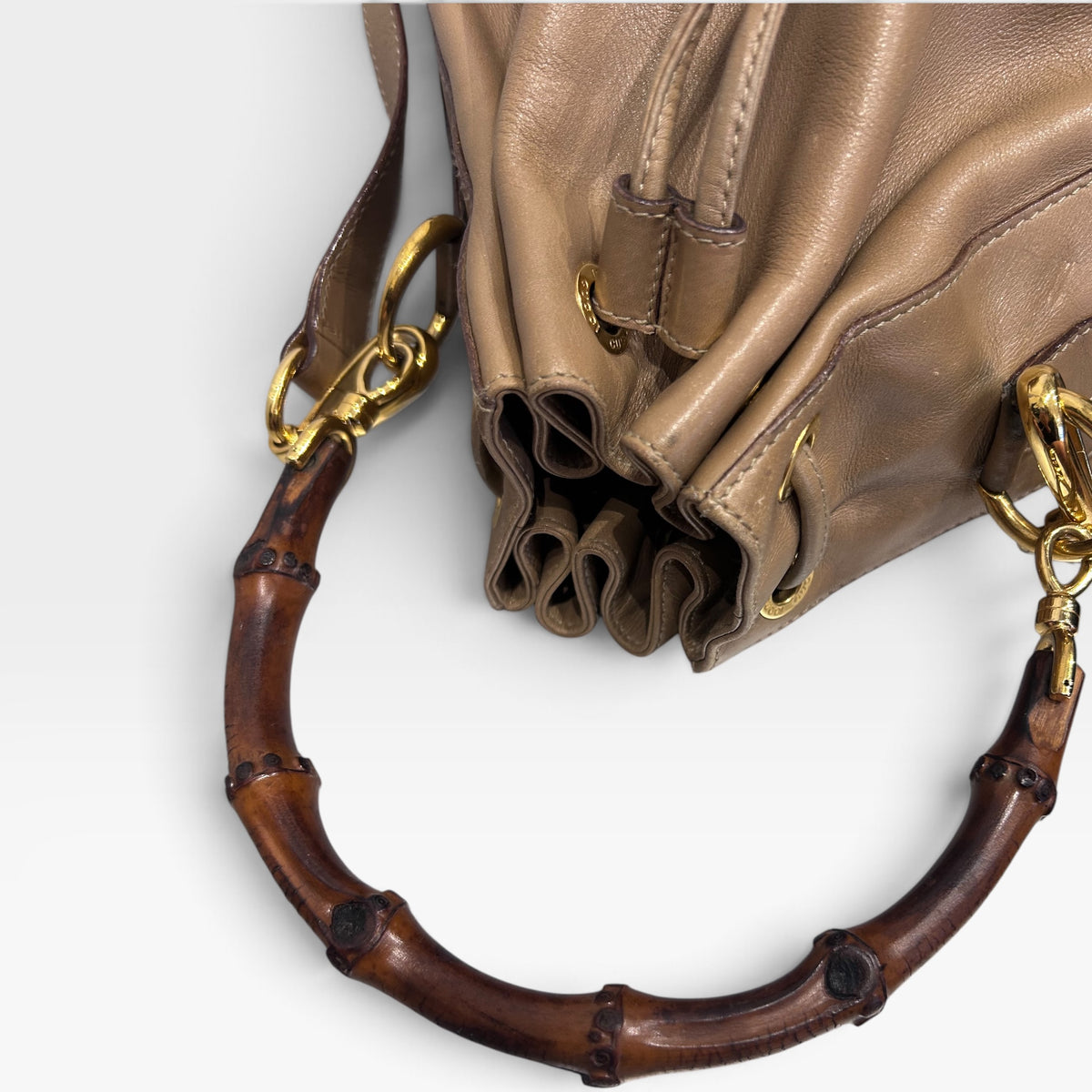 Vintage Gucci Leather Bamboo Handle Bucket Bag | Late 1990s–Early 2000s,Tom Ford Era