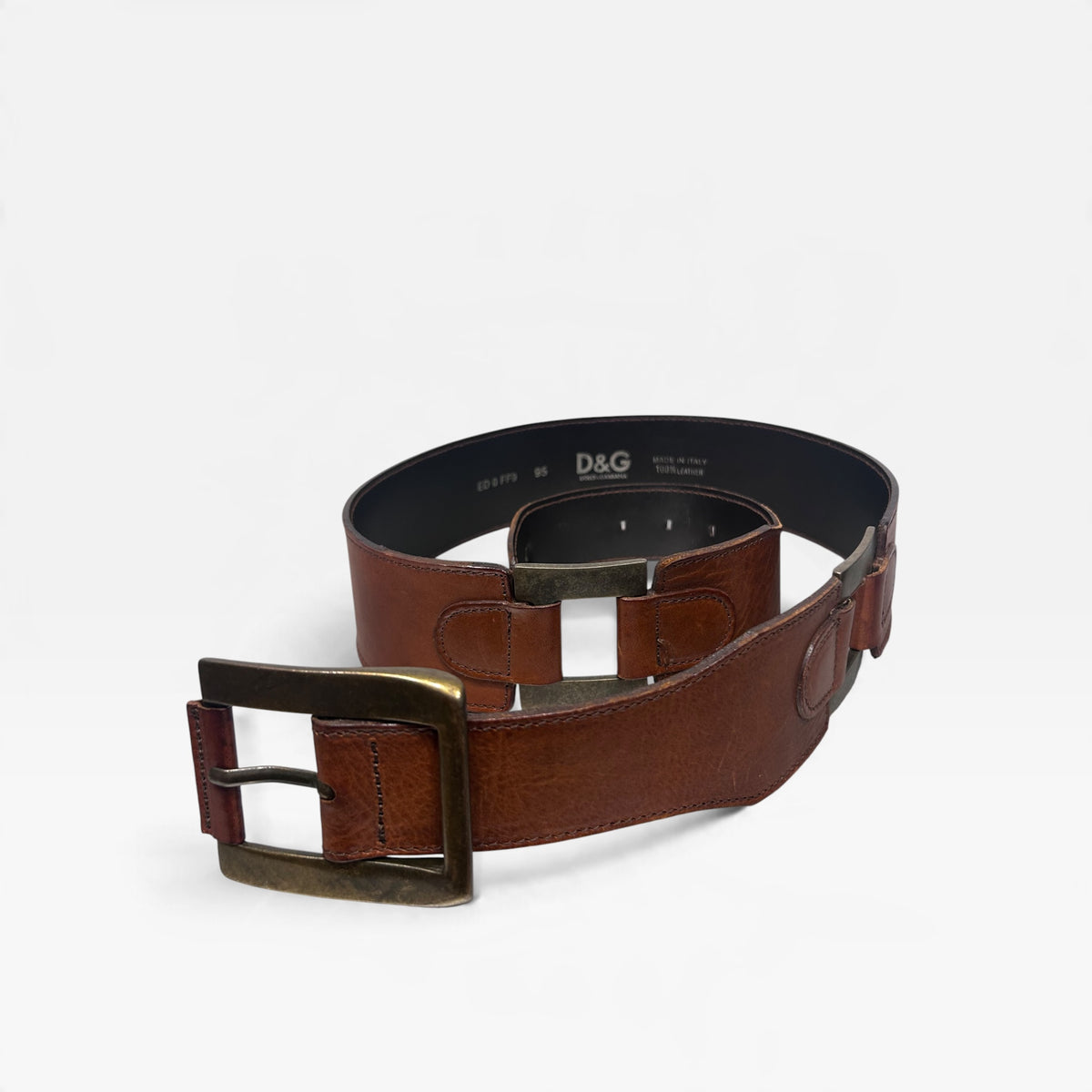 Vintage D&G Brown Leather Statement Belt | Early 2000s