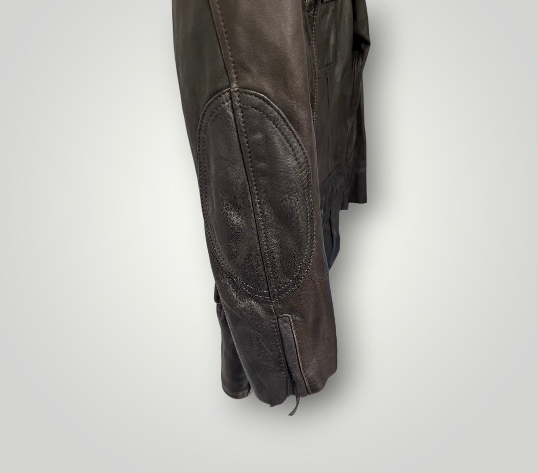 Vintage GAS Leather Jacket with Detachable Fur Collar