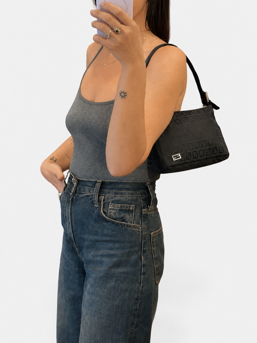 Vintage Fendi Zucca Shoulder Bag| Late 1990s / Early 2000s