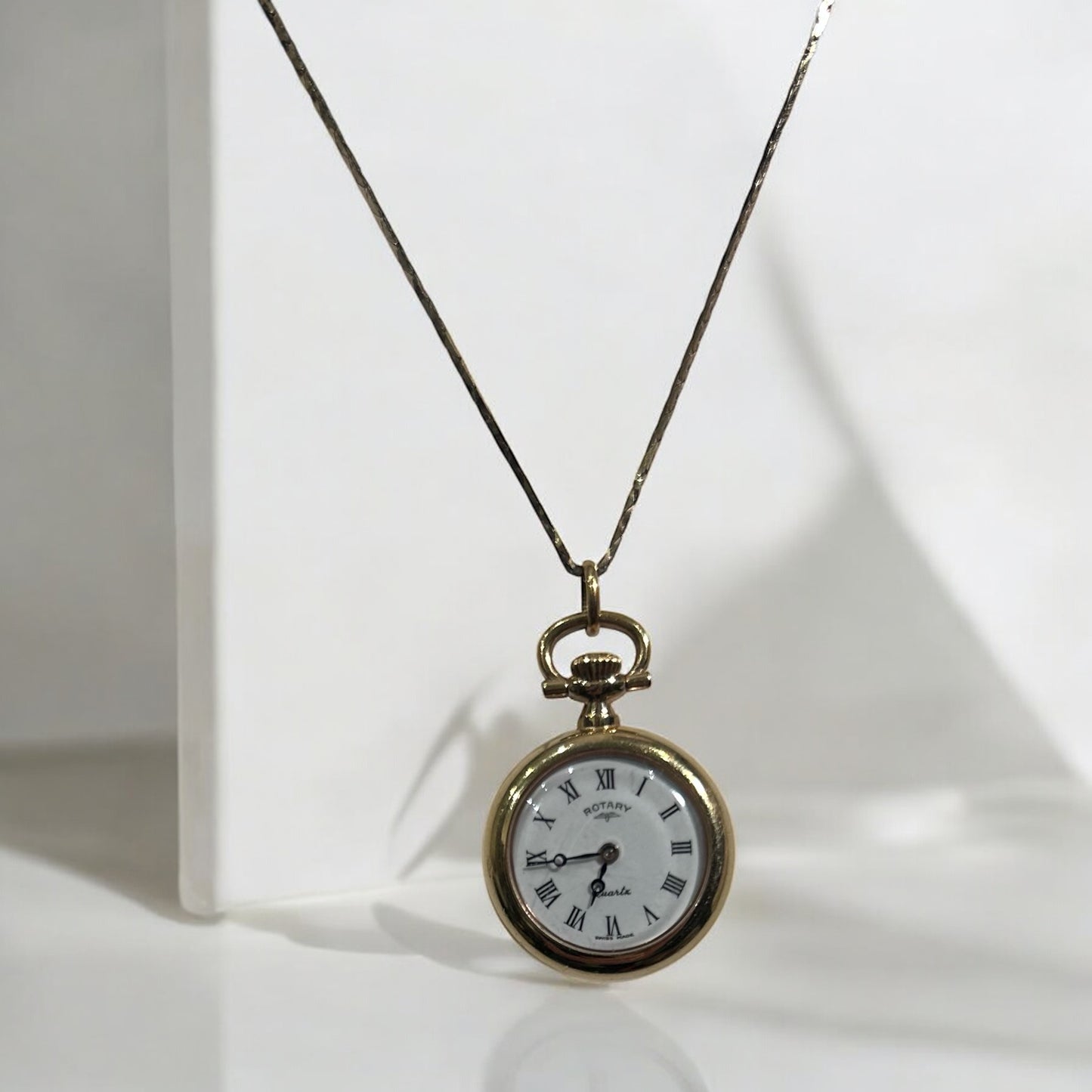 Vintage Rotary Gold-Tone Pendant Watch Necklace