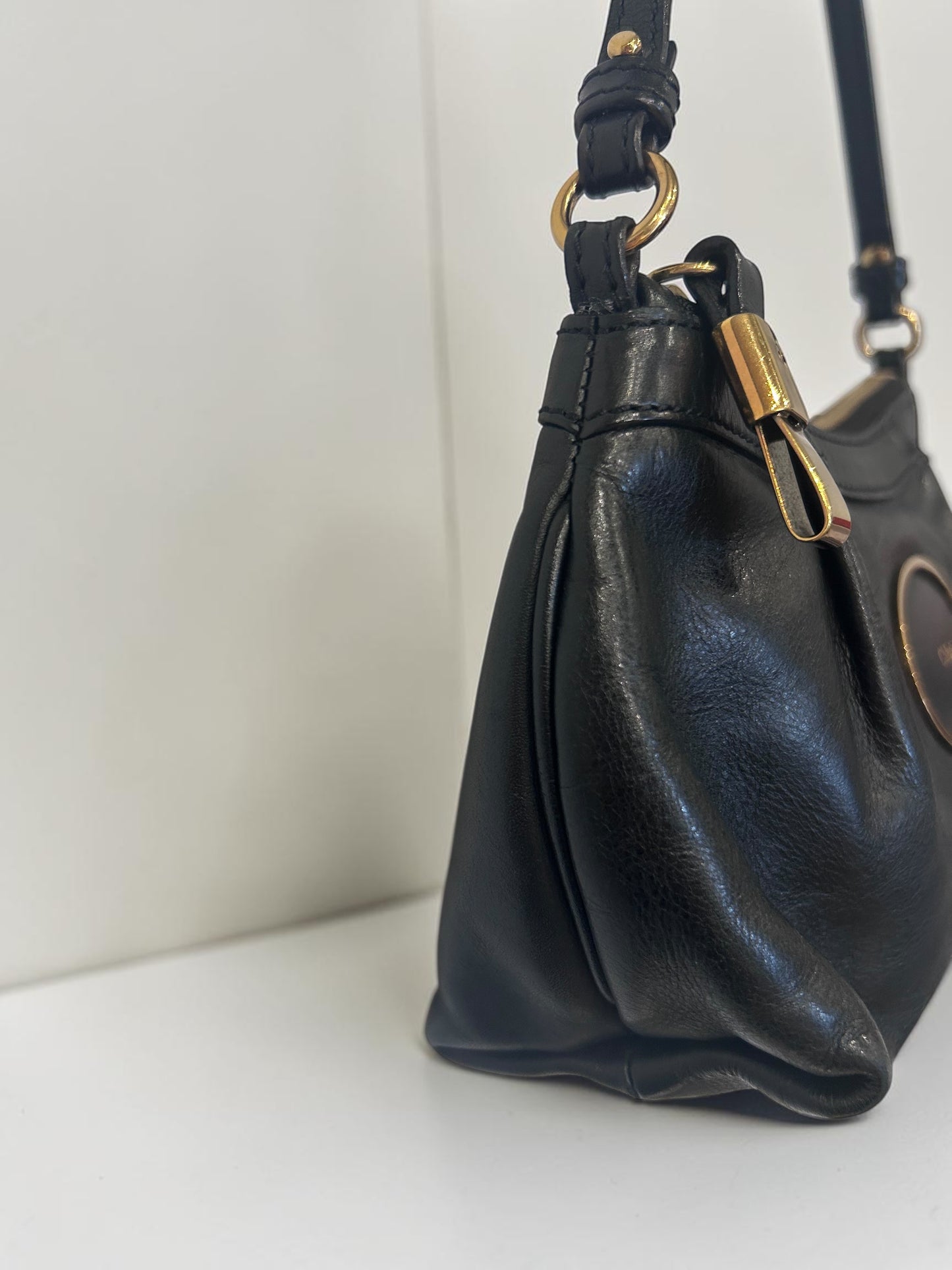 Vintage Chloé Black Leather Shoulder & Crossbody Bag|Early 2000s