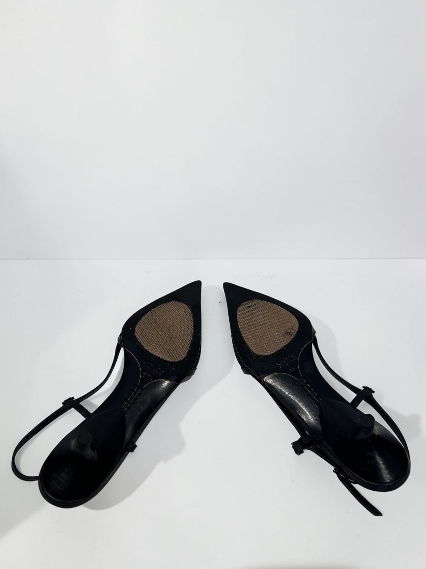 Vintage Fendi Black Zucca Slingback Kitten Heels | Early 2000s