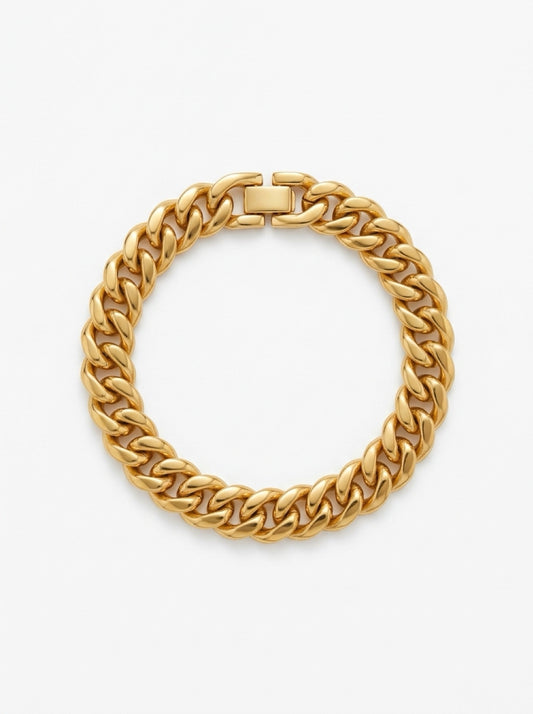 Vintage Gold-Plated Chunky Curb Chain Bracelet| 1990s