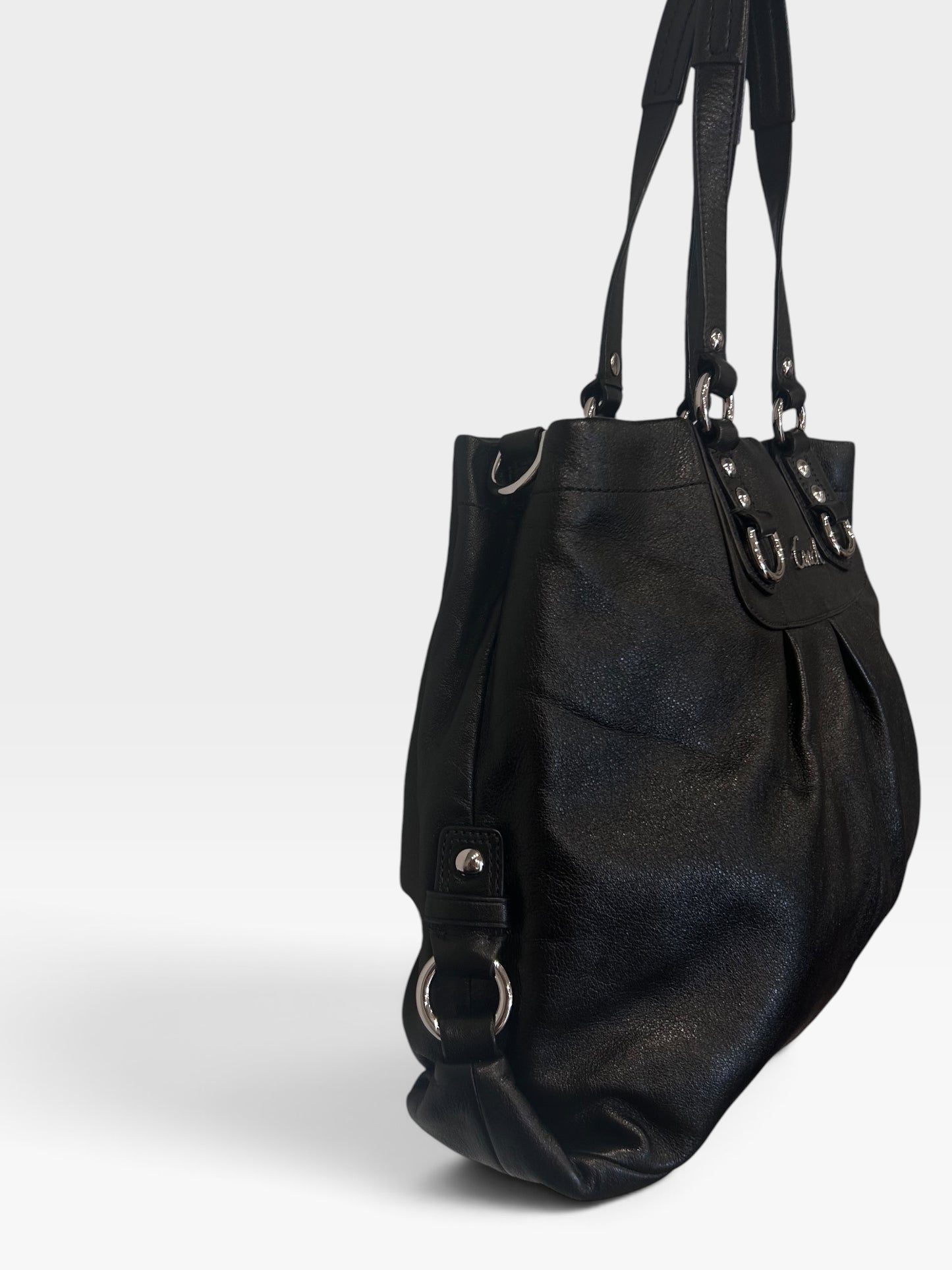 Vintage Coach Black Leather Tote Bag|Early 2000s