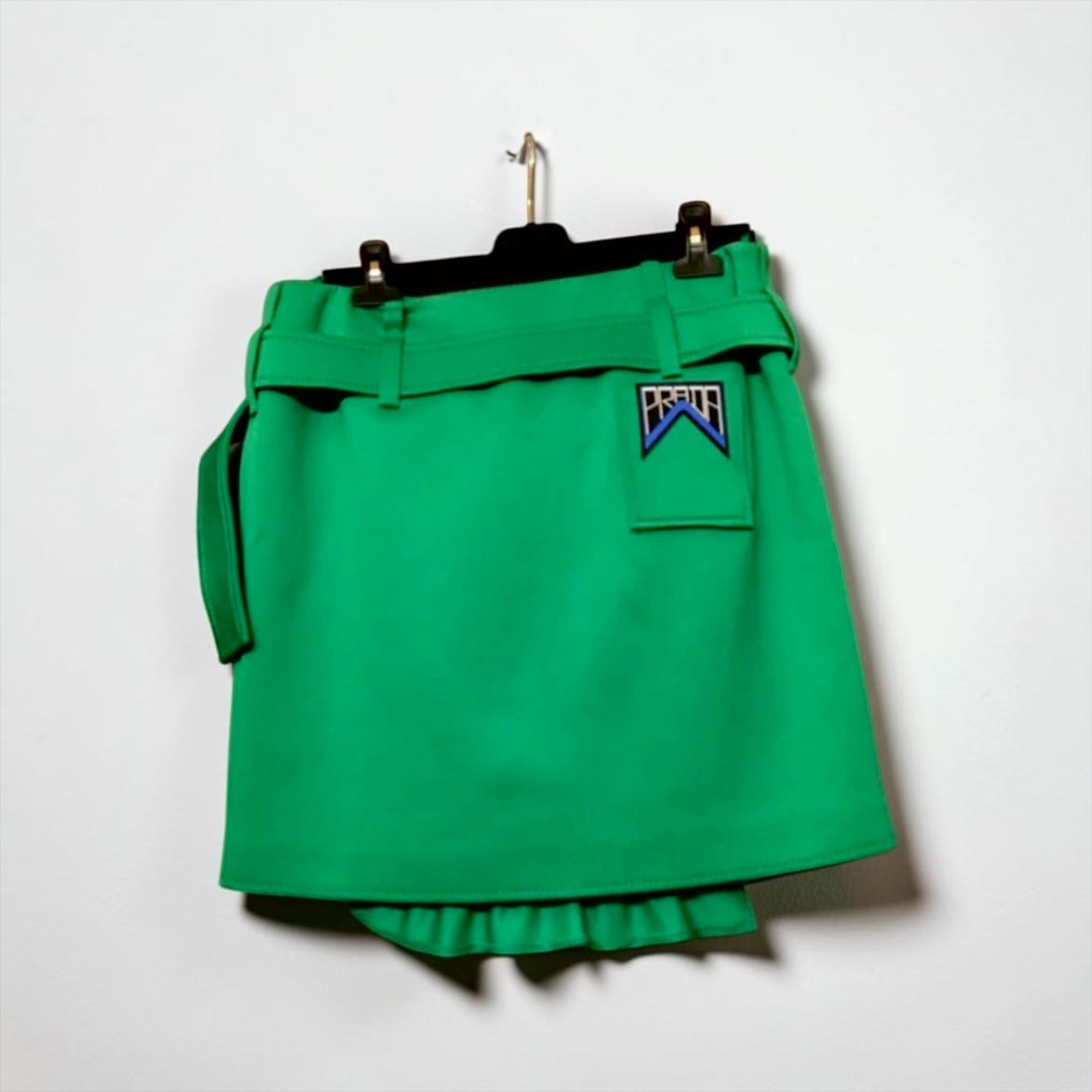 Prada Green Ruffle Trim Mini Skirt |Resort 2019