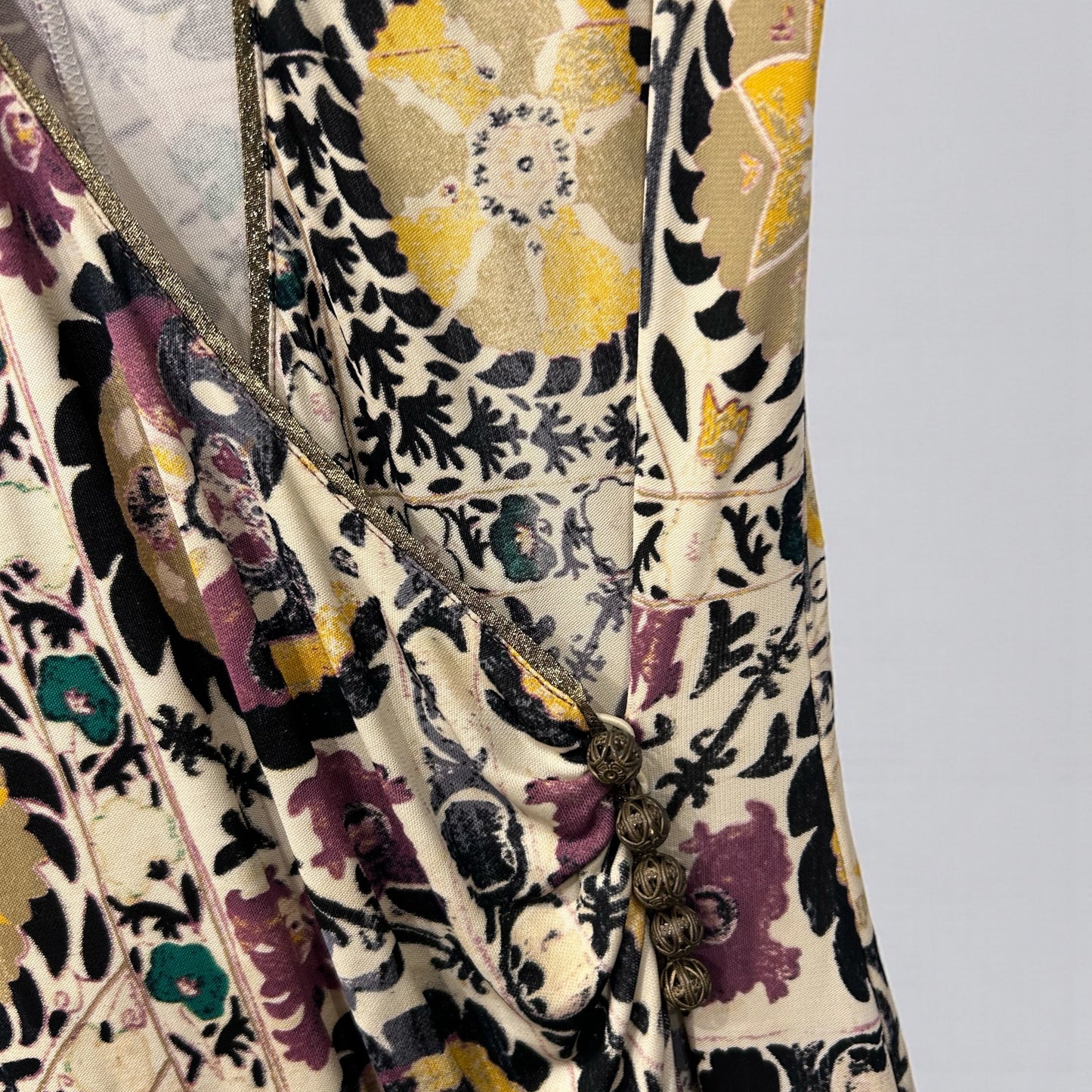 Roberto Cavalli Vintage Floral Wrap Dress with Leopard Hem
