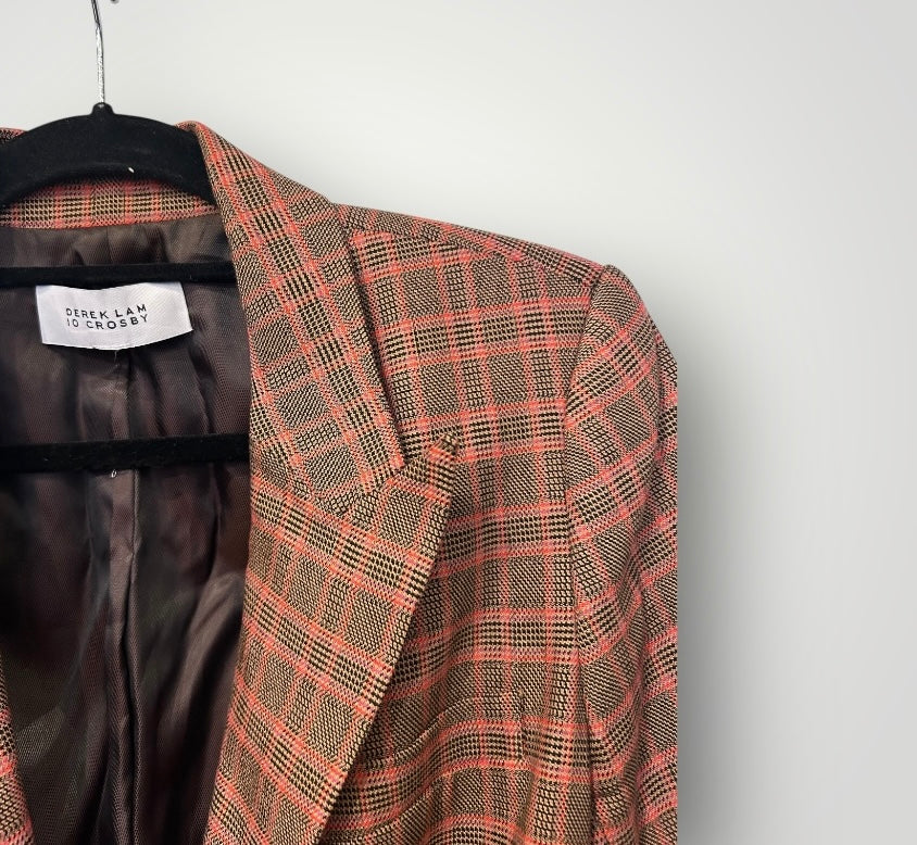 Derek Lam 10 Crosby Belted Check Blazer