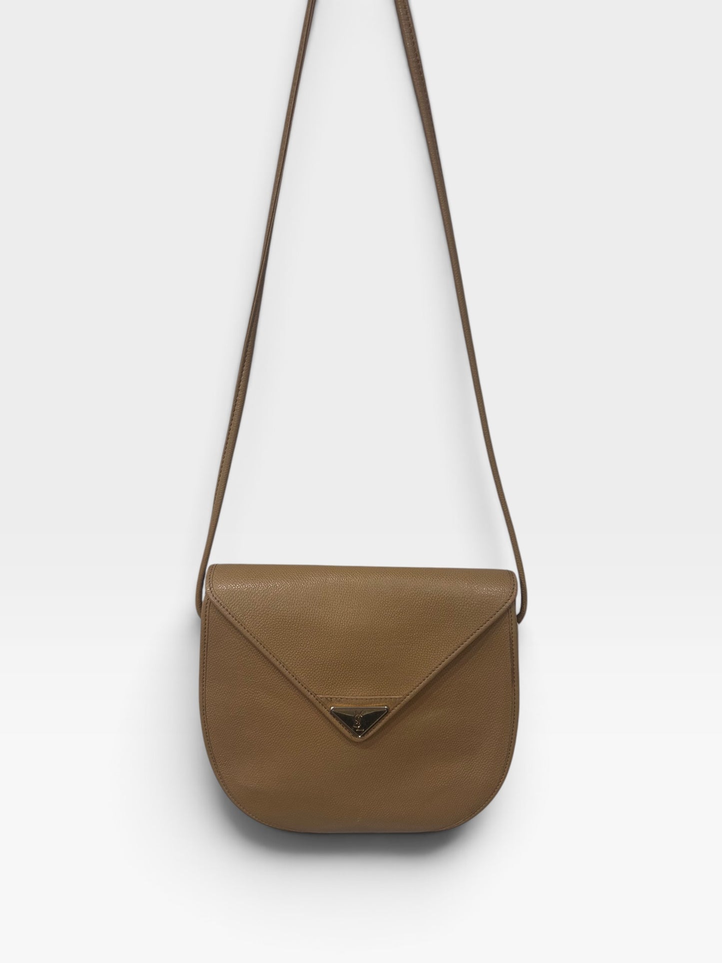 Vintage Yves Saint Laurent Beige Leather Crossbody Bag| 1990s