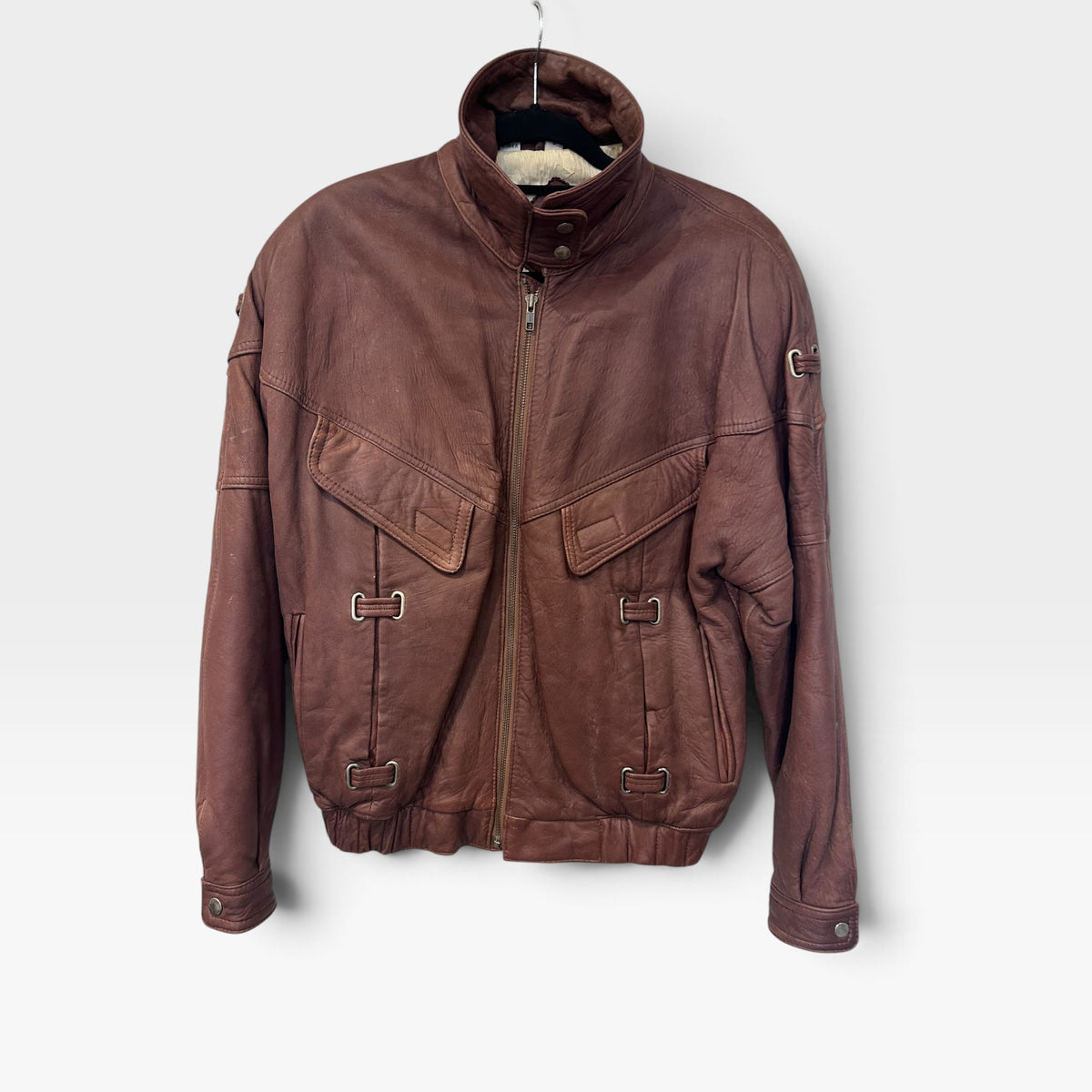 Vintage Brown Leather Bomber Jacket | Late 1980s
