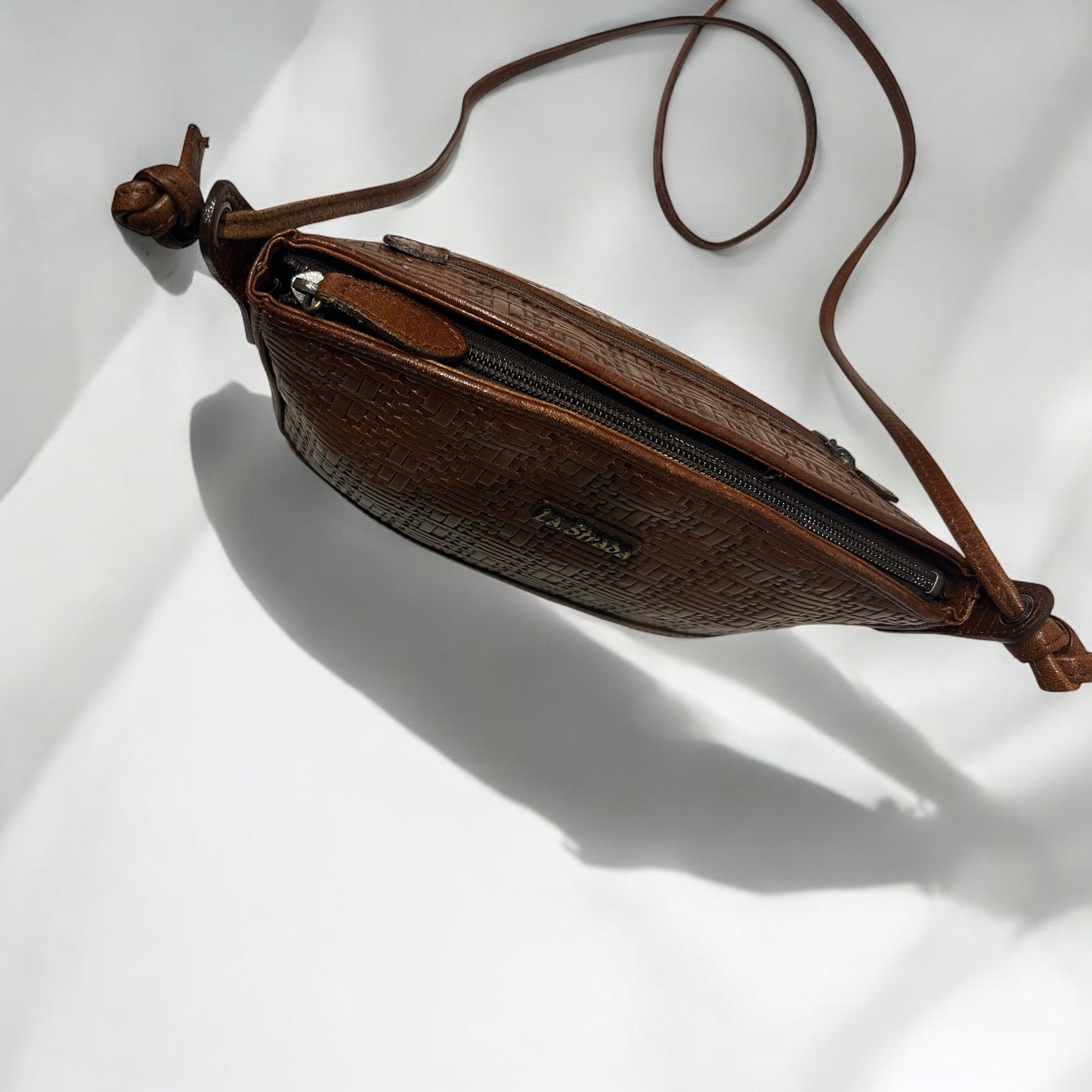 Vintage La Strada leather woven bag