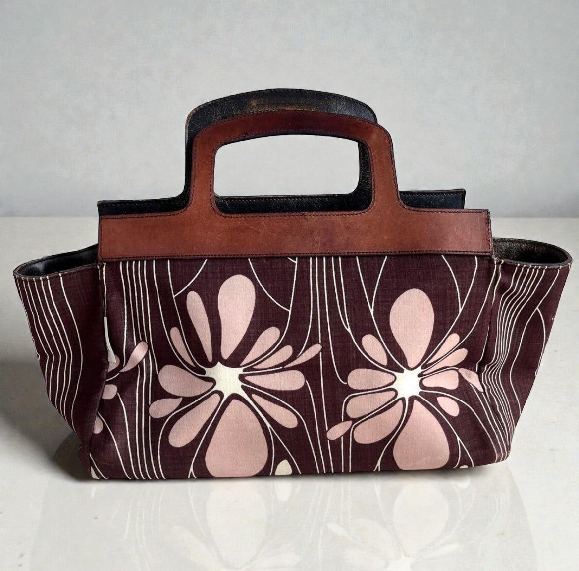 Rare Miu Miu Archive Reversible Floral & Leather Tote Bag| Early 2000s