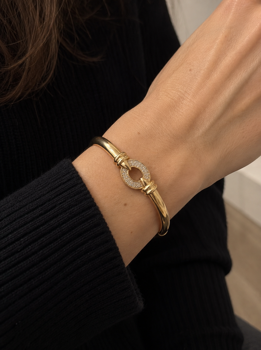 Vintage Gold-Plated Crystal Bangle | 1990s