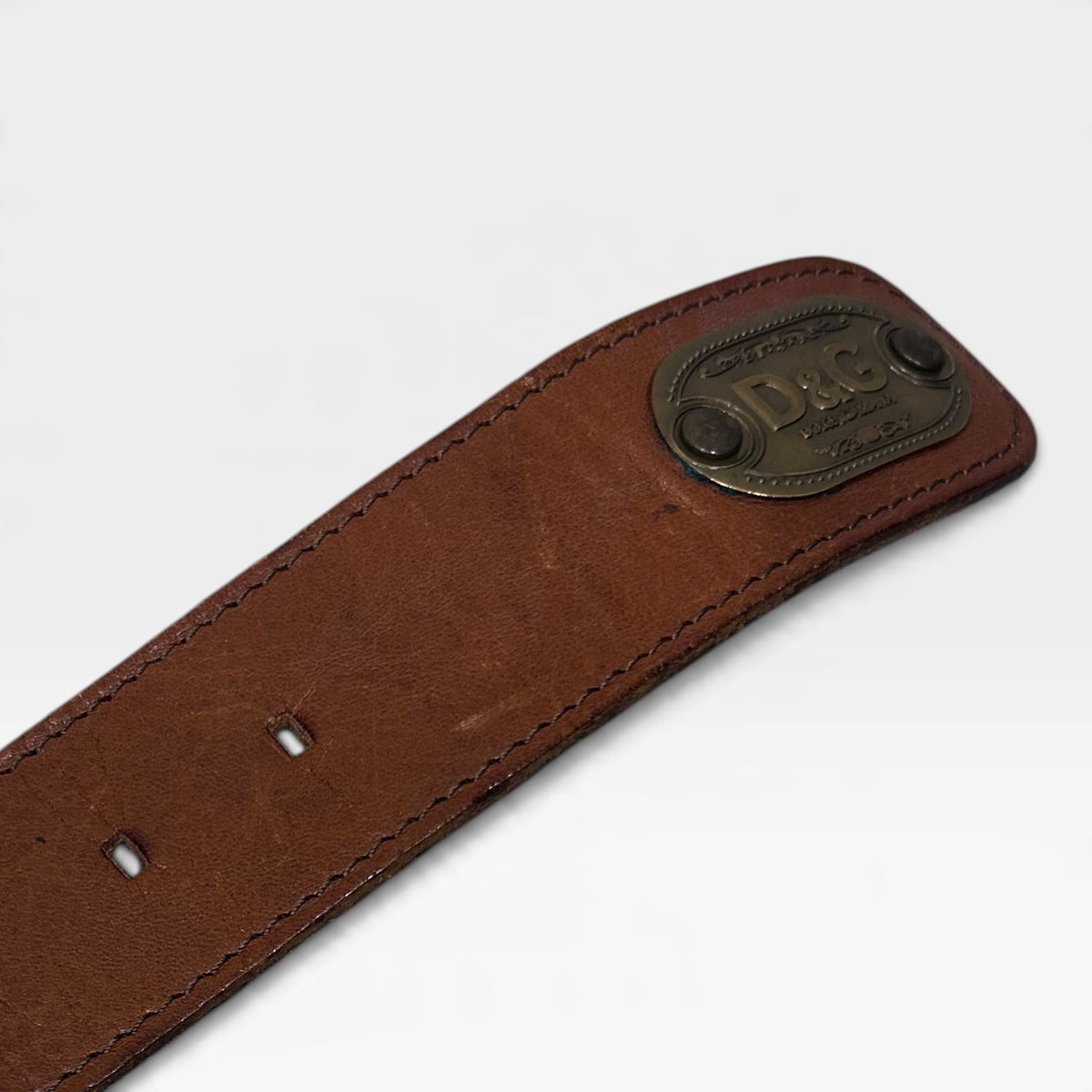 Vintage D&G Brown Leather Statement Belt | Early 2000s