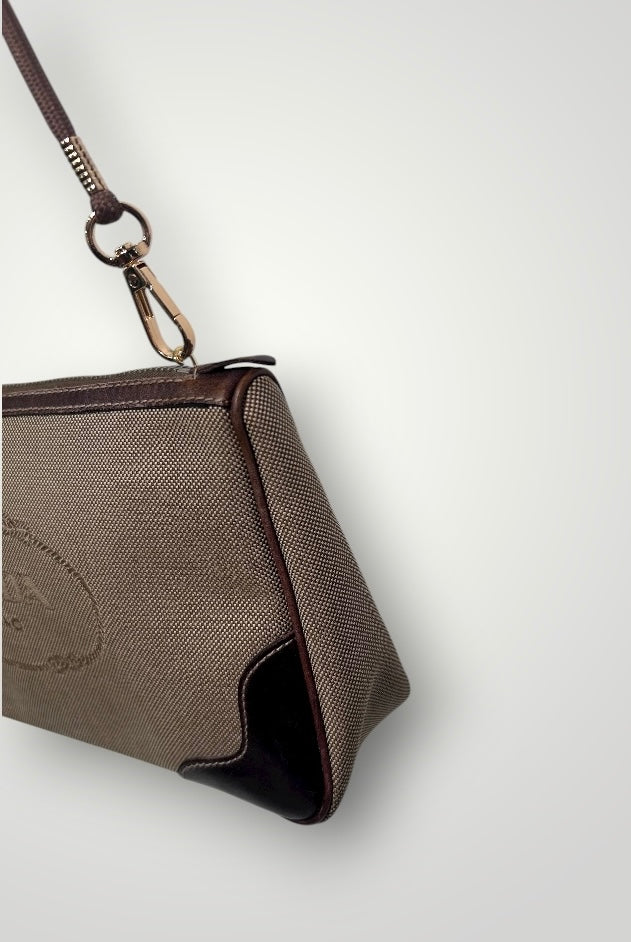 Vintage Prada Canvas & Leather Convertible Clutch Bag