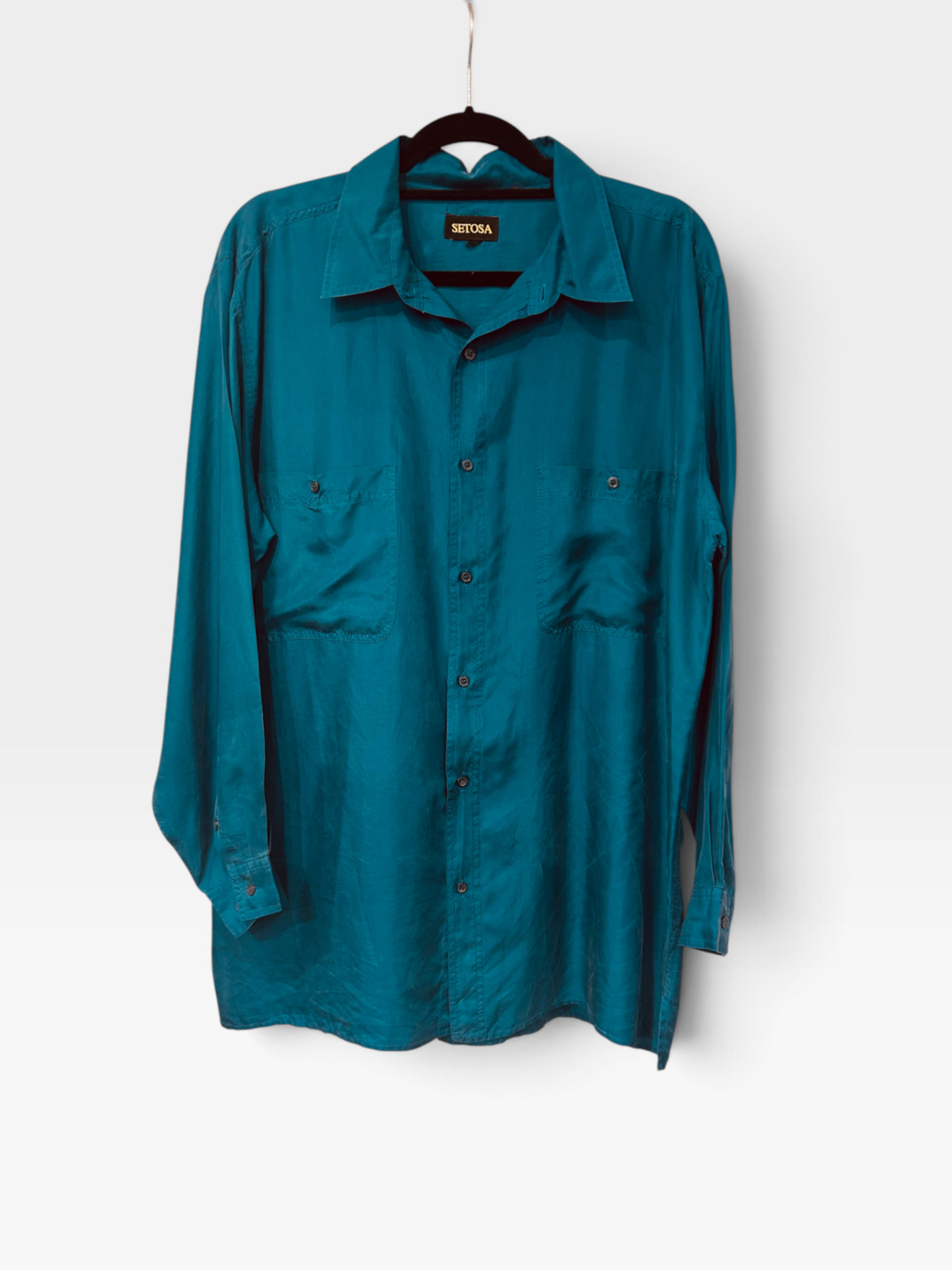 Vintage 100% Silk Oversized Shirt|Late 1990s