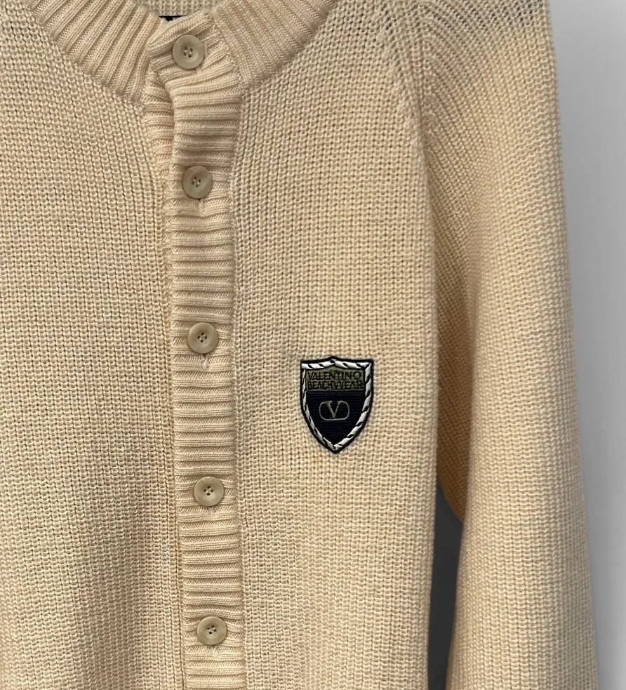 Vintage Valentino Cream Patch Knit Cardigan | 1990s