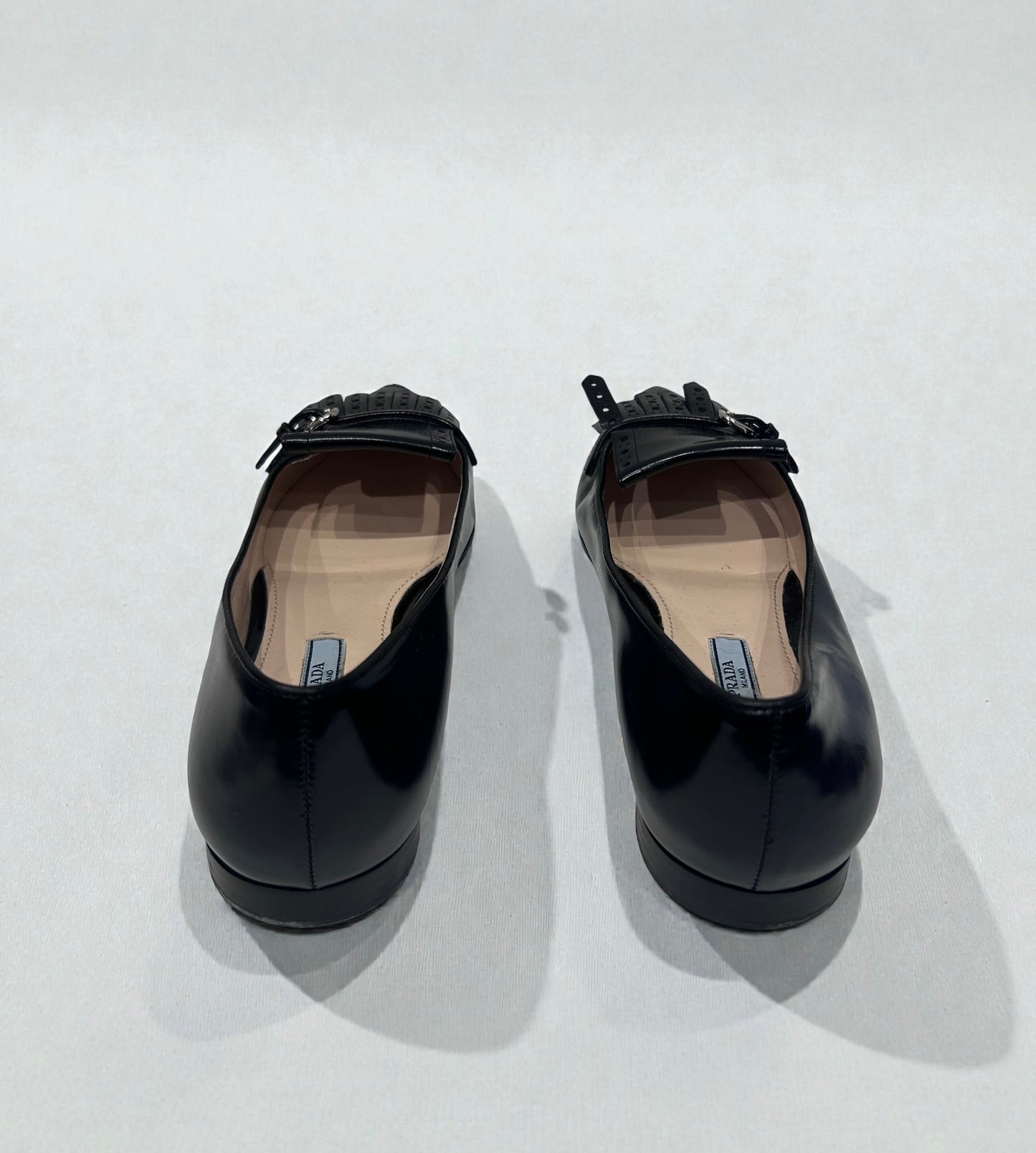Prada Pointed-Toe Leather Kiltie Flats|2010-2015