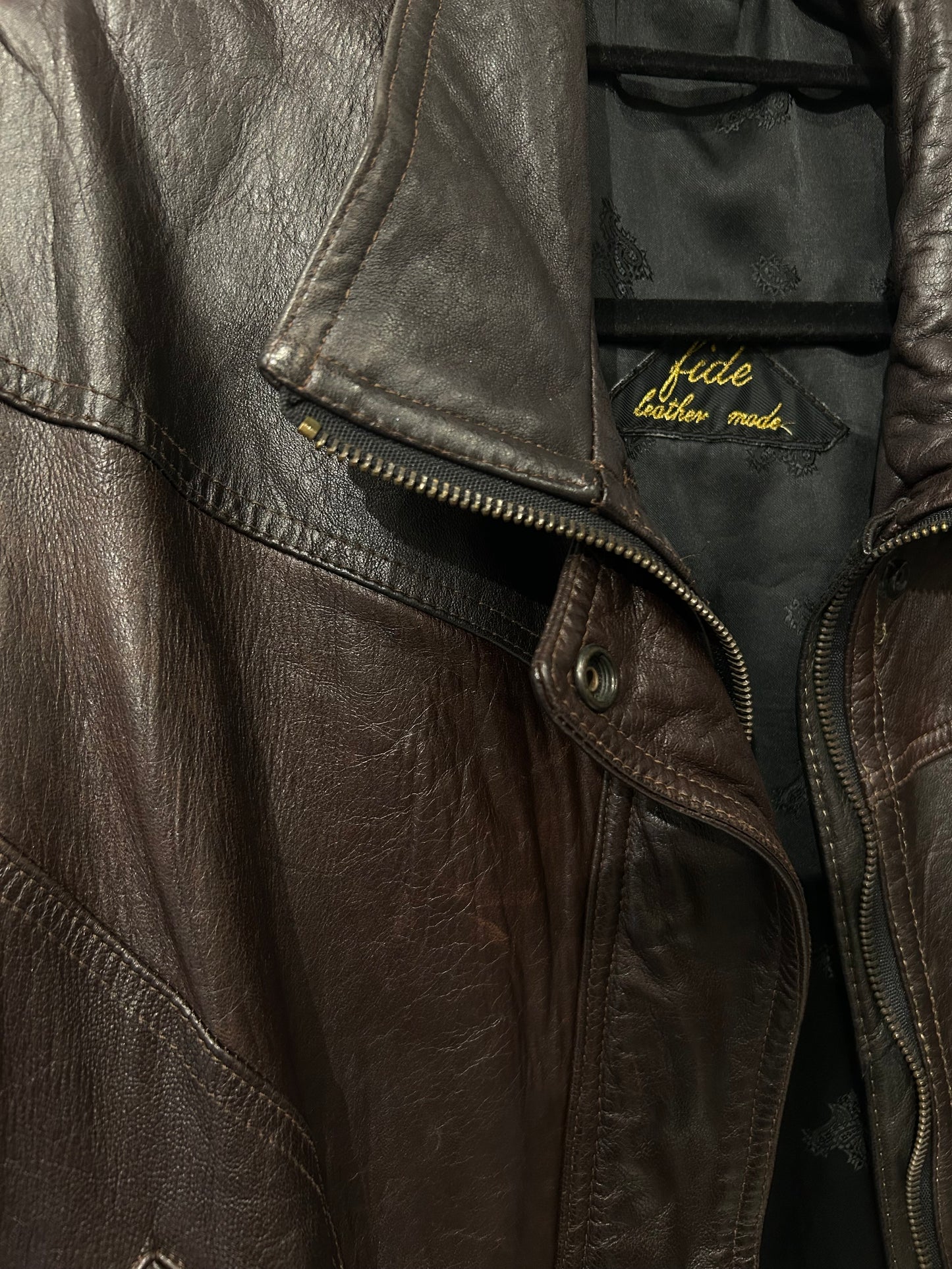 Vintage  brown long leather jacket