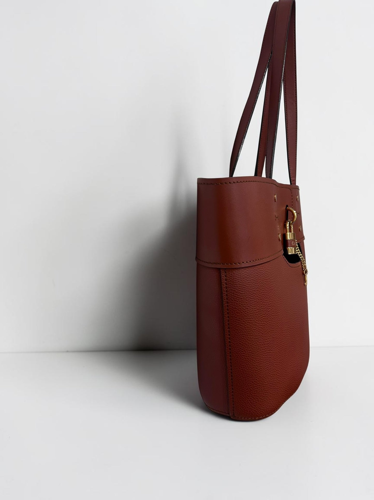 Chloé Brown Leather Tote Bag with Padlock| SS 2020