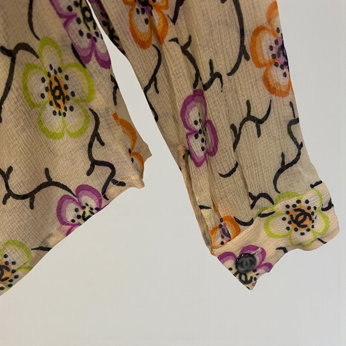 Rare Chanel Silk & Chiffon Floral Blouse |Spring 2001