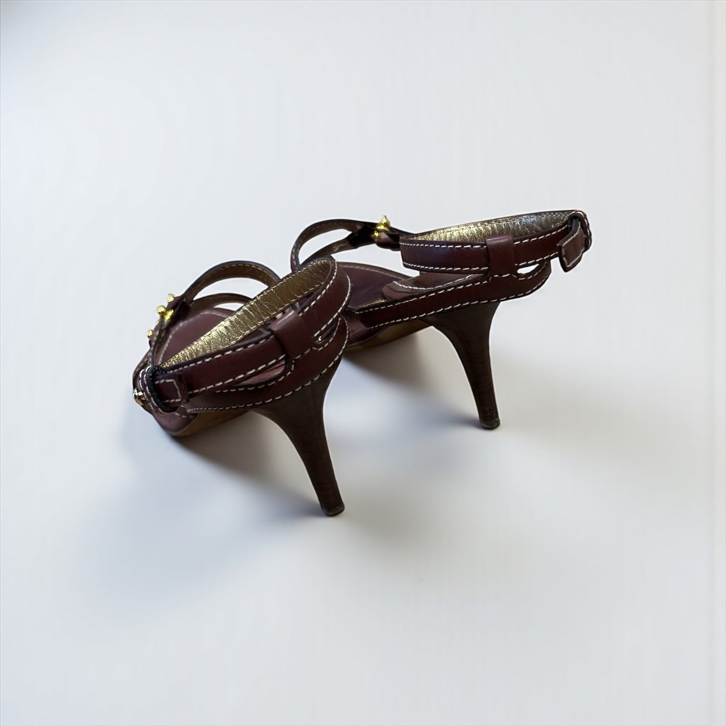 Vintage Celine brown Leather Strappy Heels |Early 2000s