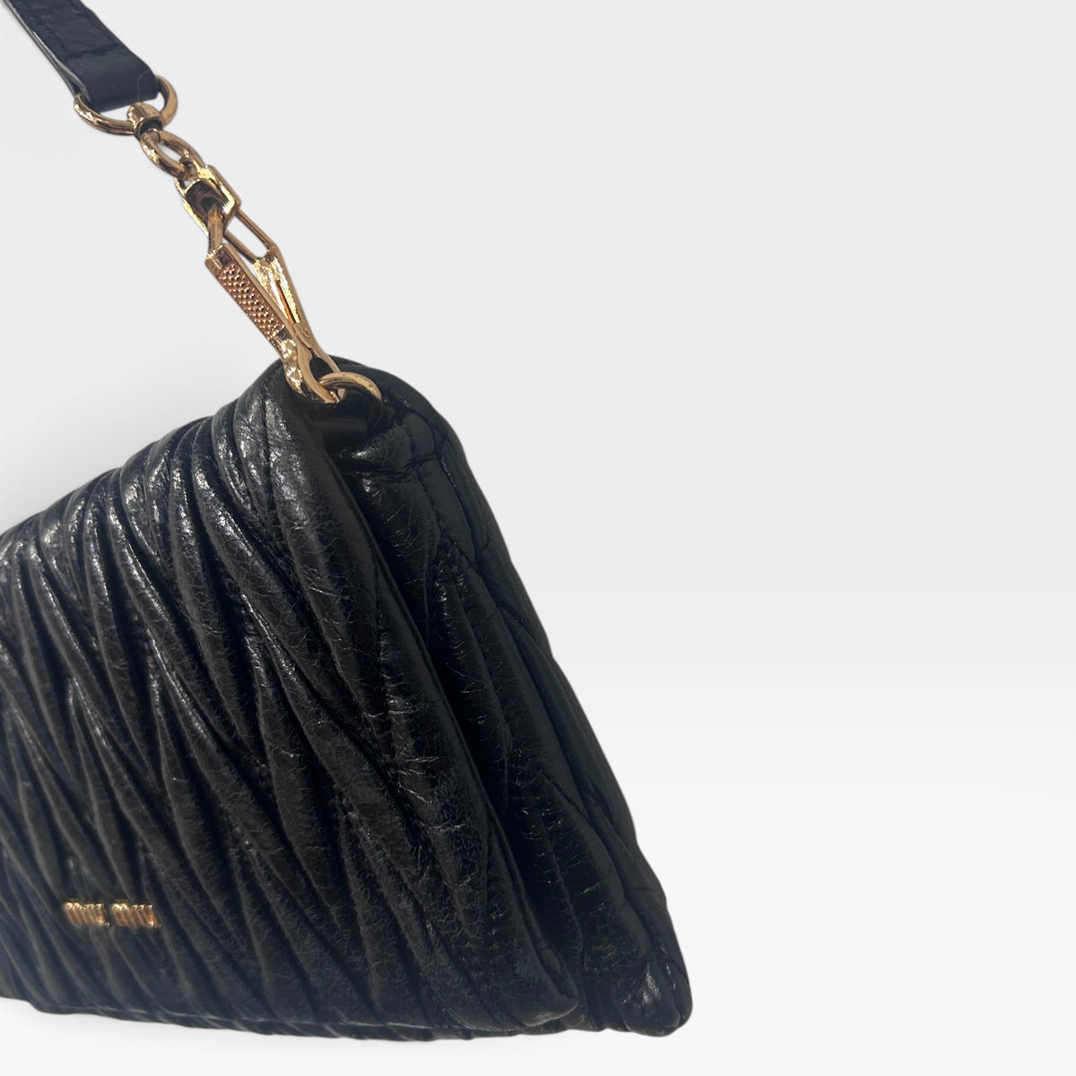 Miu Miu Black Matelassé Leather Shoulder Bag | 2000s