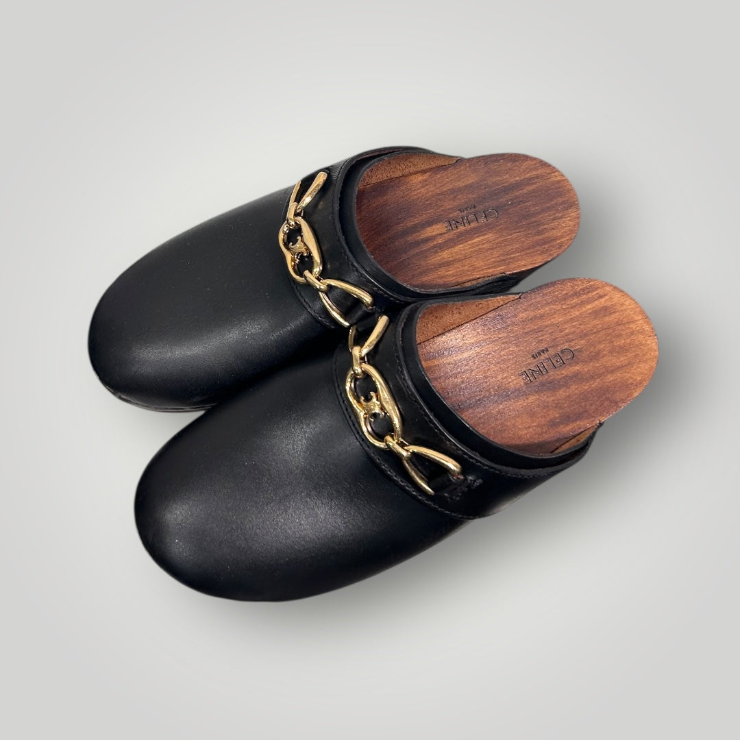 CELINE Les Bois Chain Clogs
