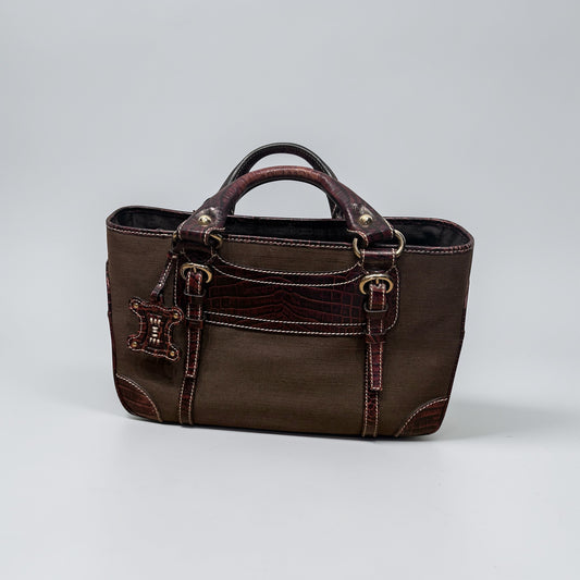 Céline Boogie Canvas & Croc Trim Bag|Early 2000s