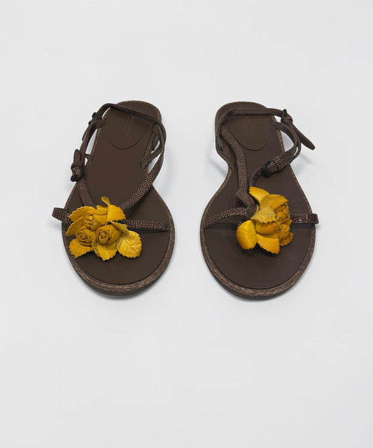 Bottega Veneta Yellow Flower Flat Sandals | 2010