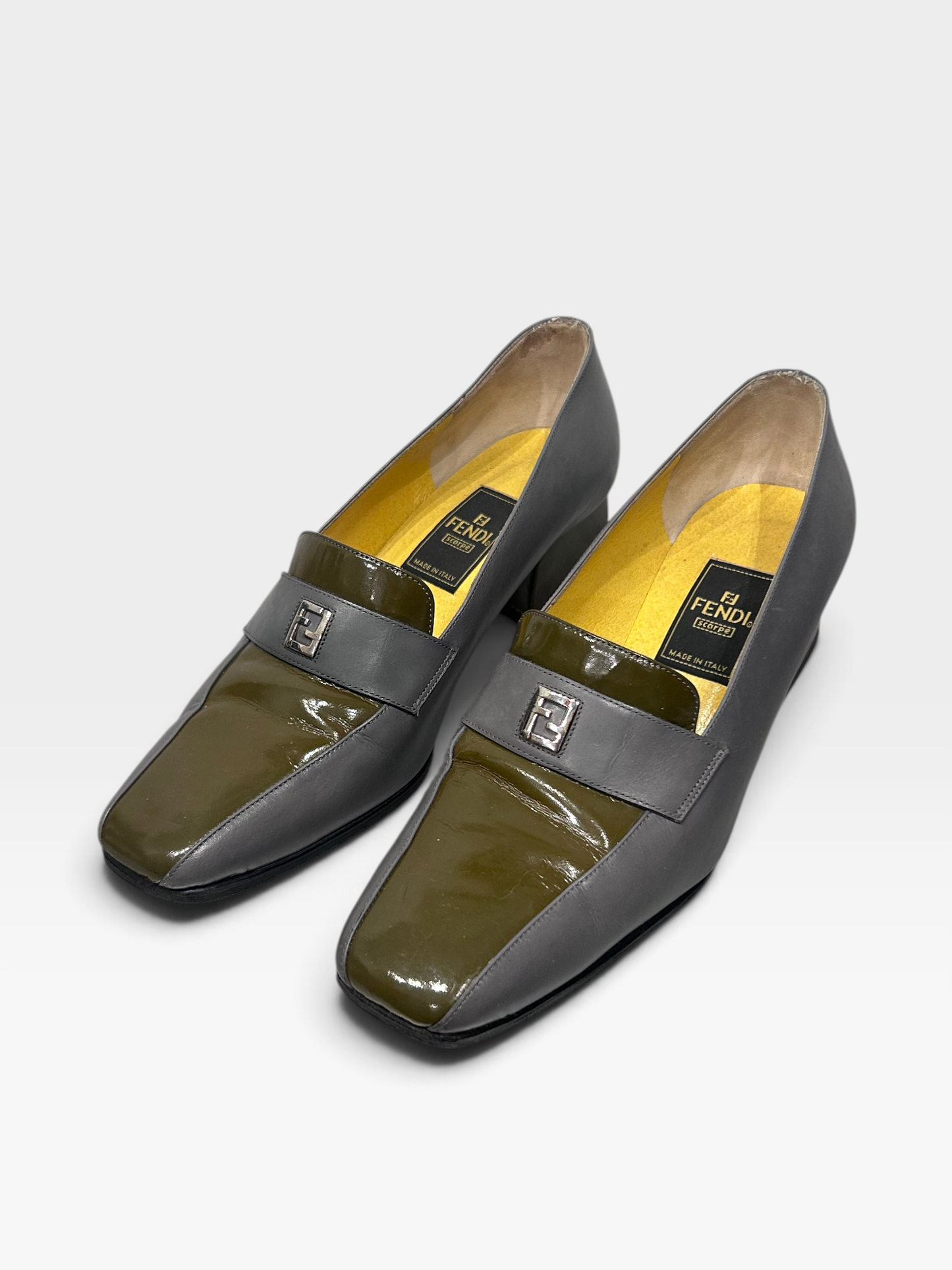 Vintage Fendi FF Heeled Loafers|Early 1990s