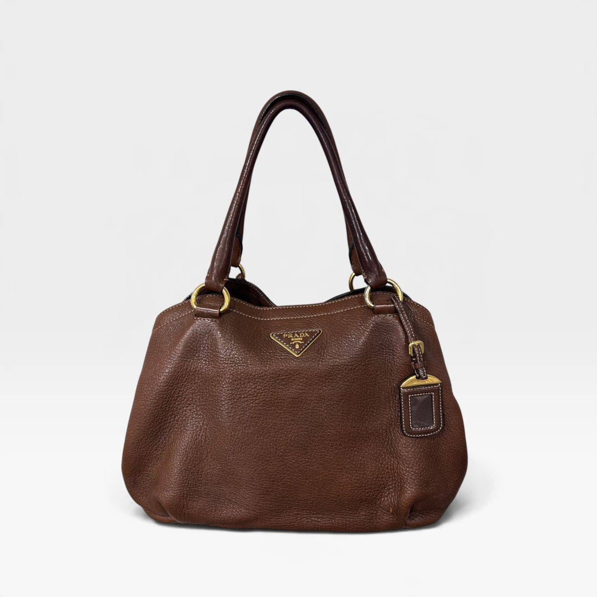 Vintage Prada Brown Leather Shoulder Bag | Early 2000s
‫