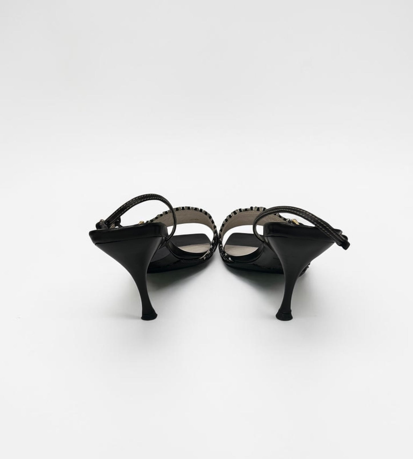 Prada Woven Leather Slingback Heels