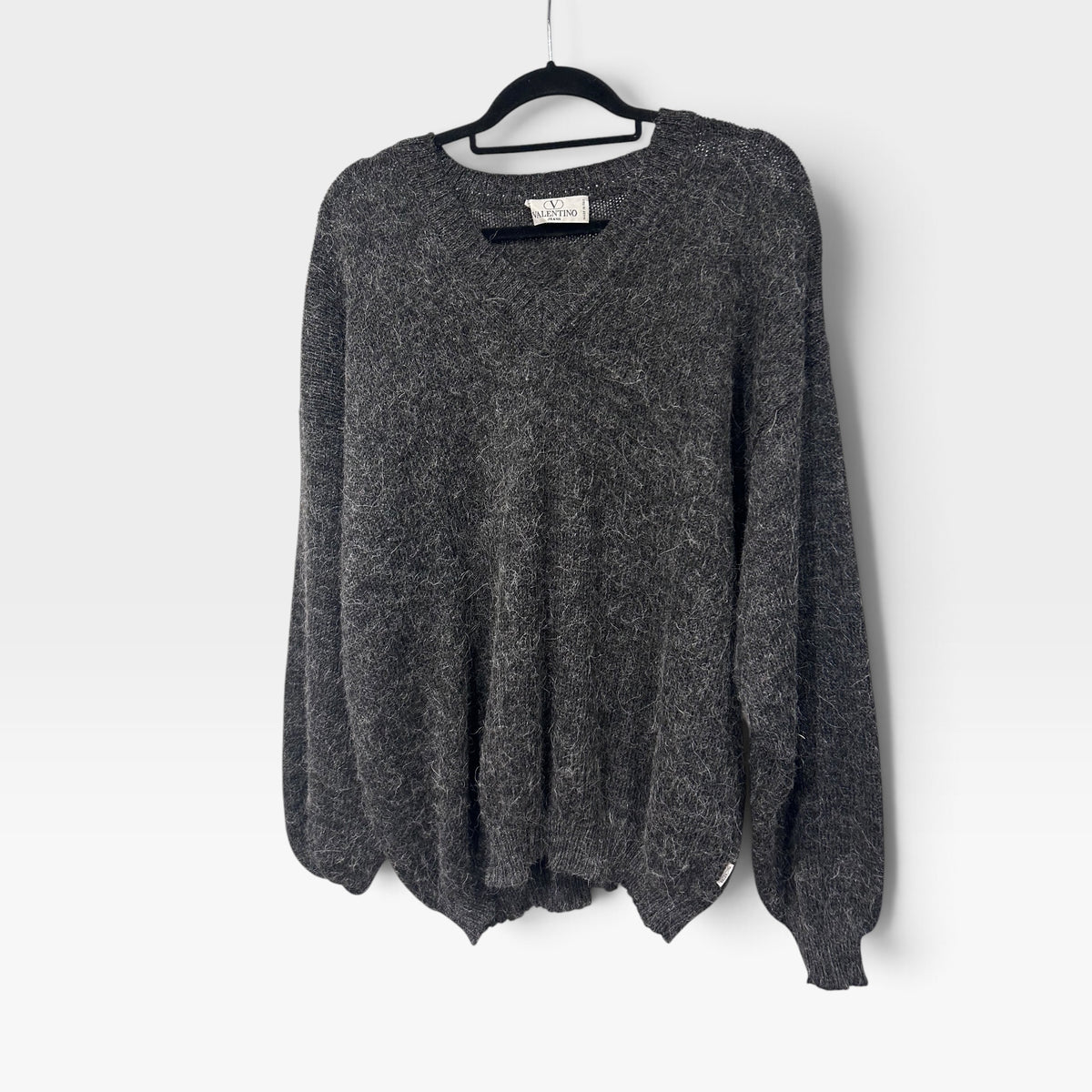 Vintage Valentino Jeans Grey Wool & Alpaca Knit Sweater | 1990s