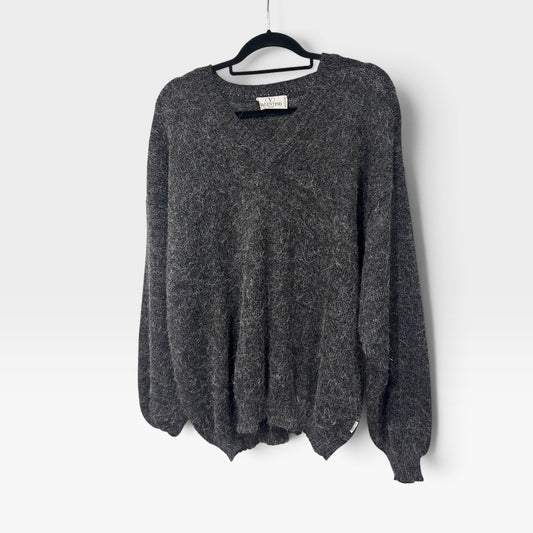 Vintage Valentino Jeans Grey Wool & Alpaca Knit Sweater | 1990s