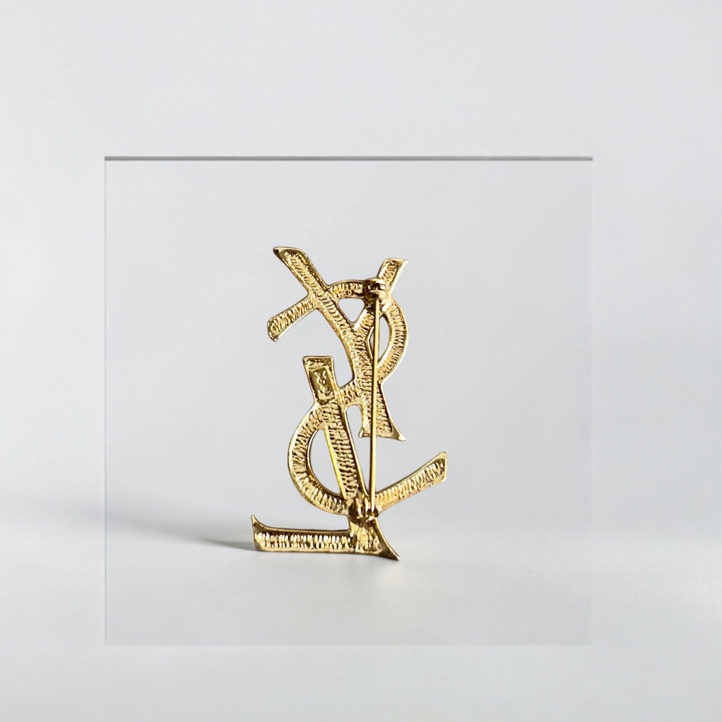 Vintage YSL Crystal Logo Brooch |1990s- Rare find