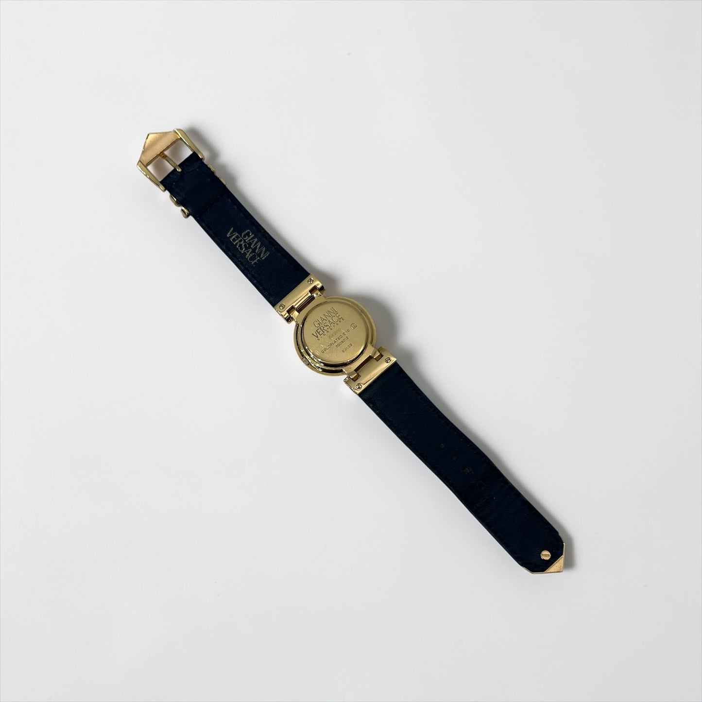 Vintage Gianni Versace Greek Key Gold Watch with Croc Leather Strap| 1994