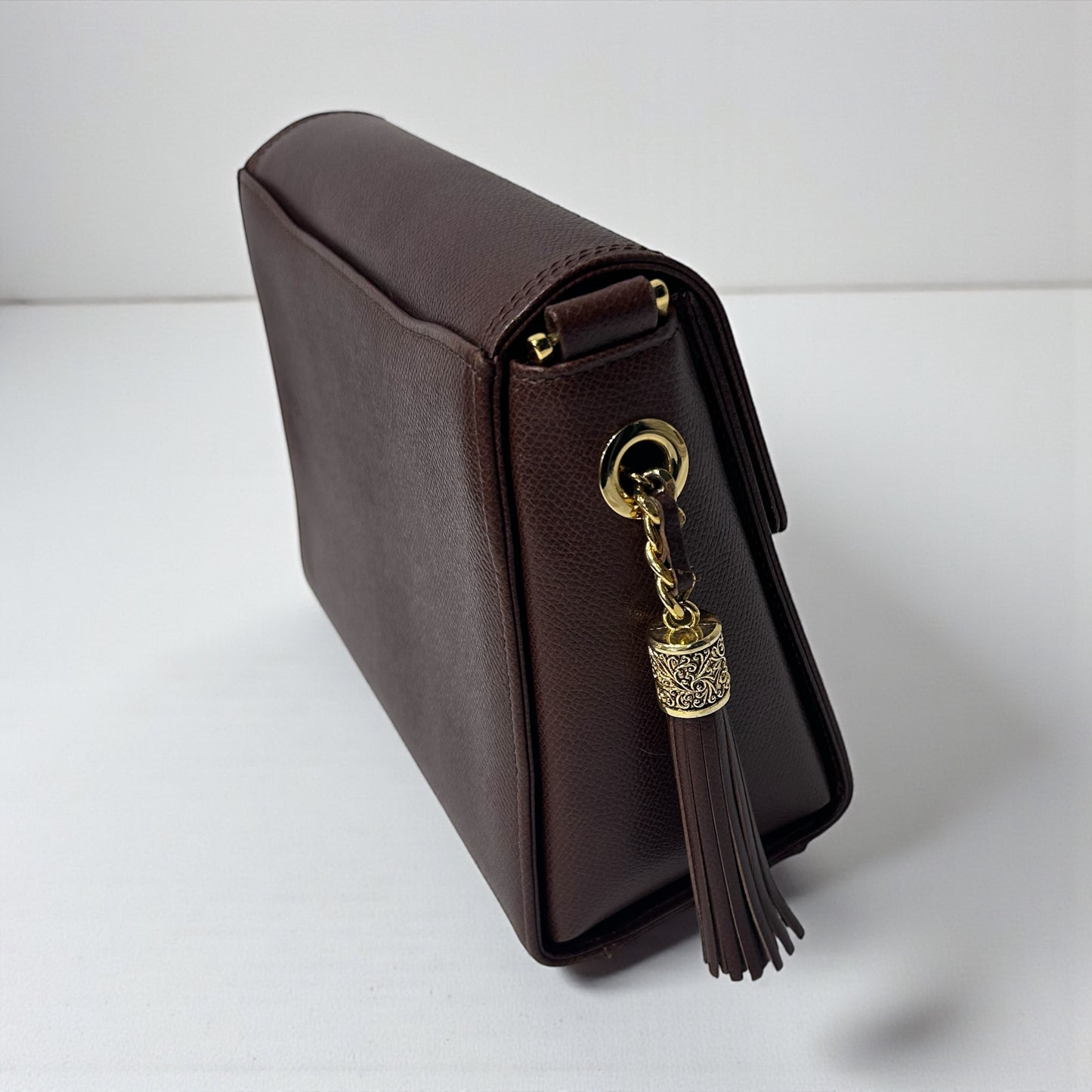 Vintage Valentino Brown Leather Crossbody Bag with Tassel Detail